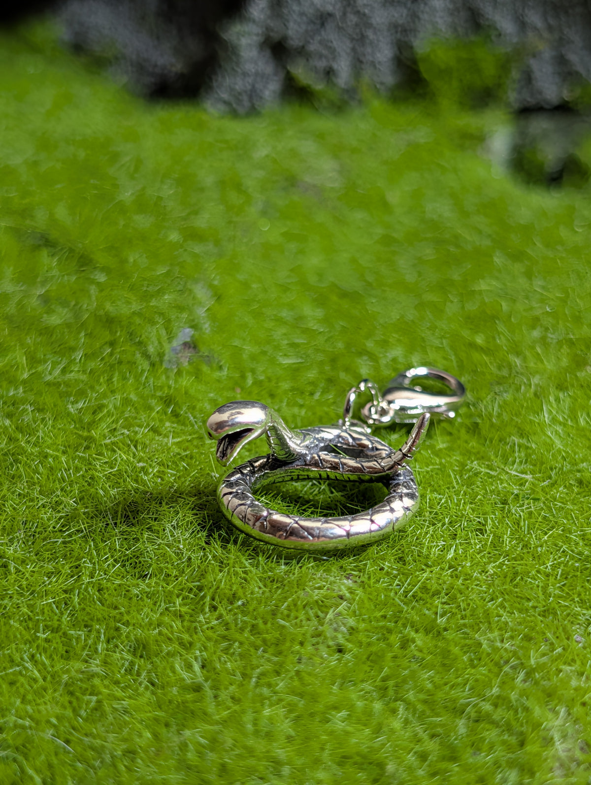 Handcrafted Coiled Snake Charm Sterling Silver