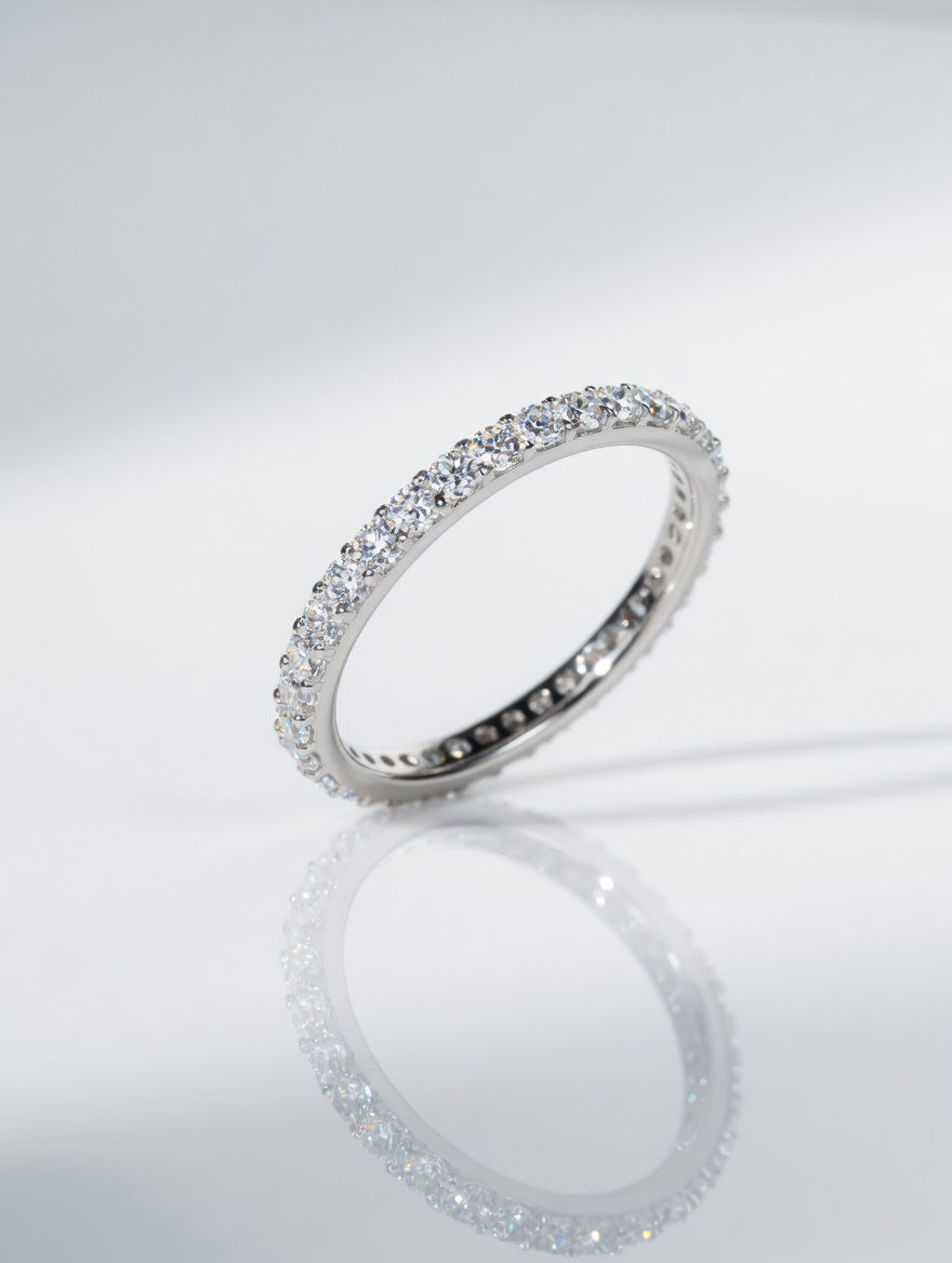 Sterling Silver Pavé CZ Dazzling Eternity Ring