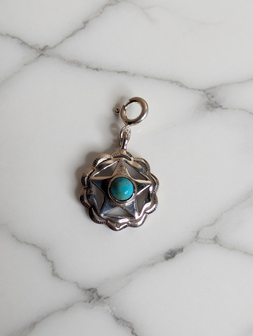 Sterling Silver Southwestern Style Star Charm With Turquoise