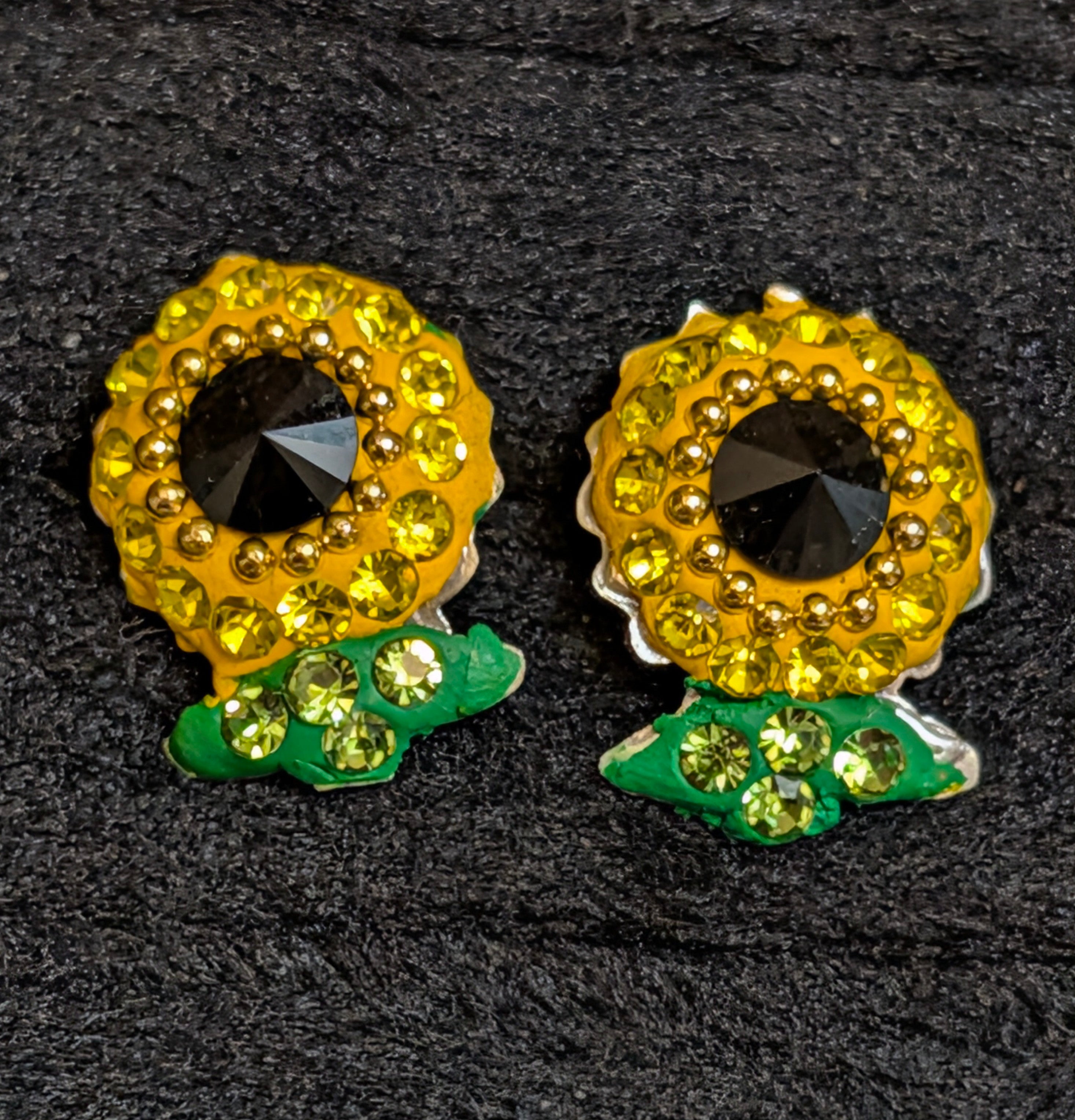 Sunflower CZ Sterling Silver Stud Earrings