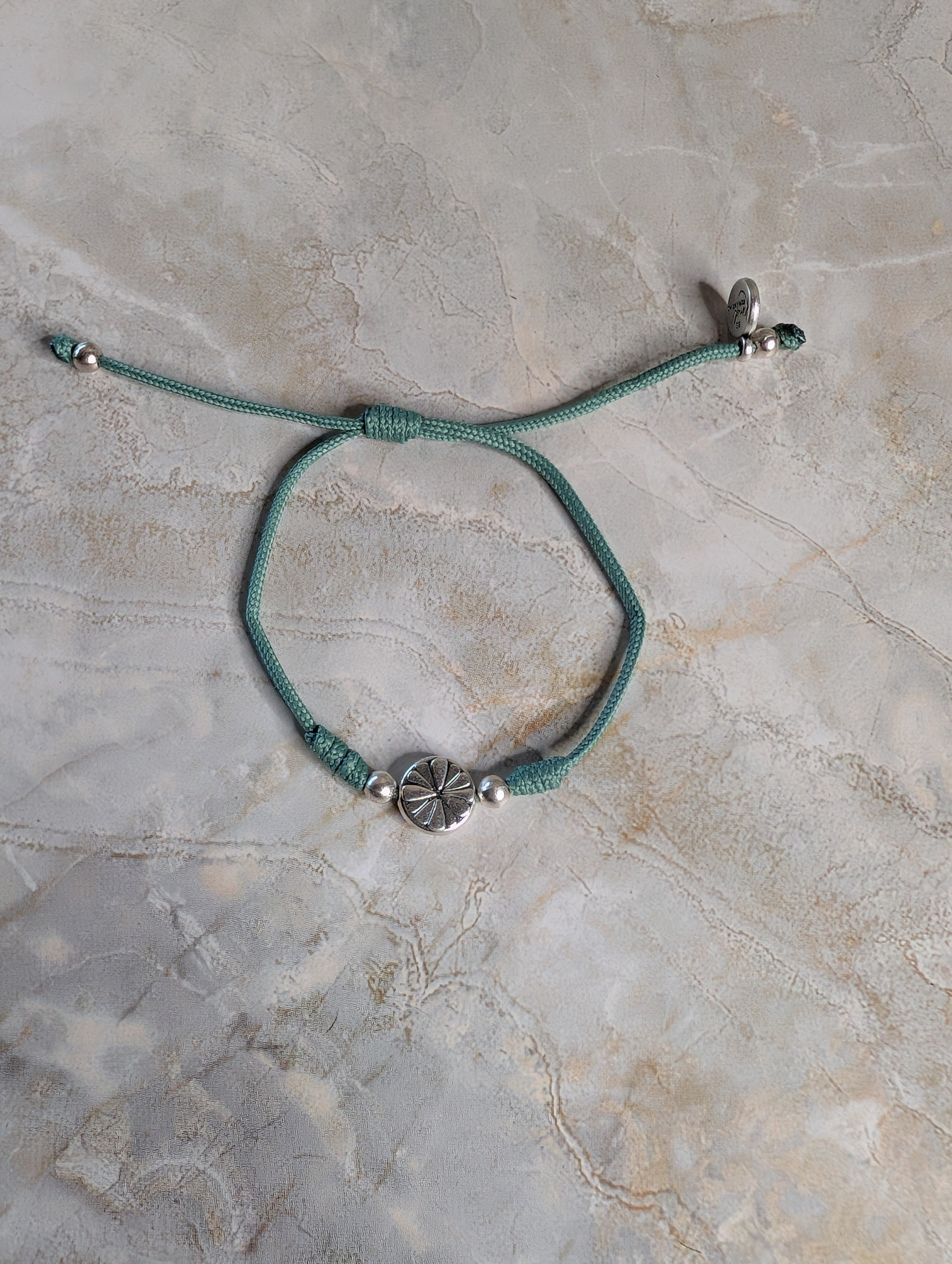"My Saint My Hero" Sage Bloom Bracelet With Silver Flower