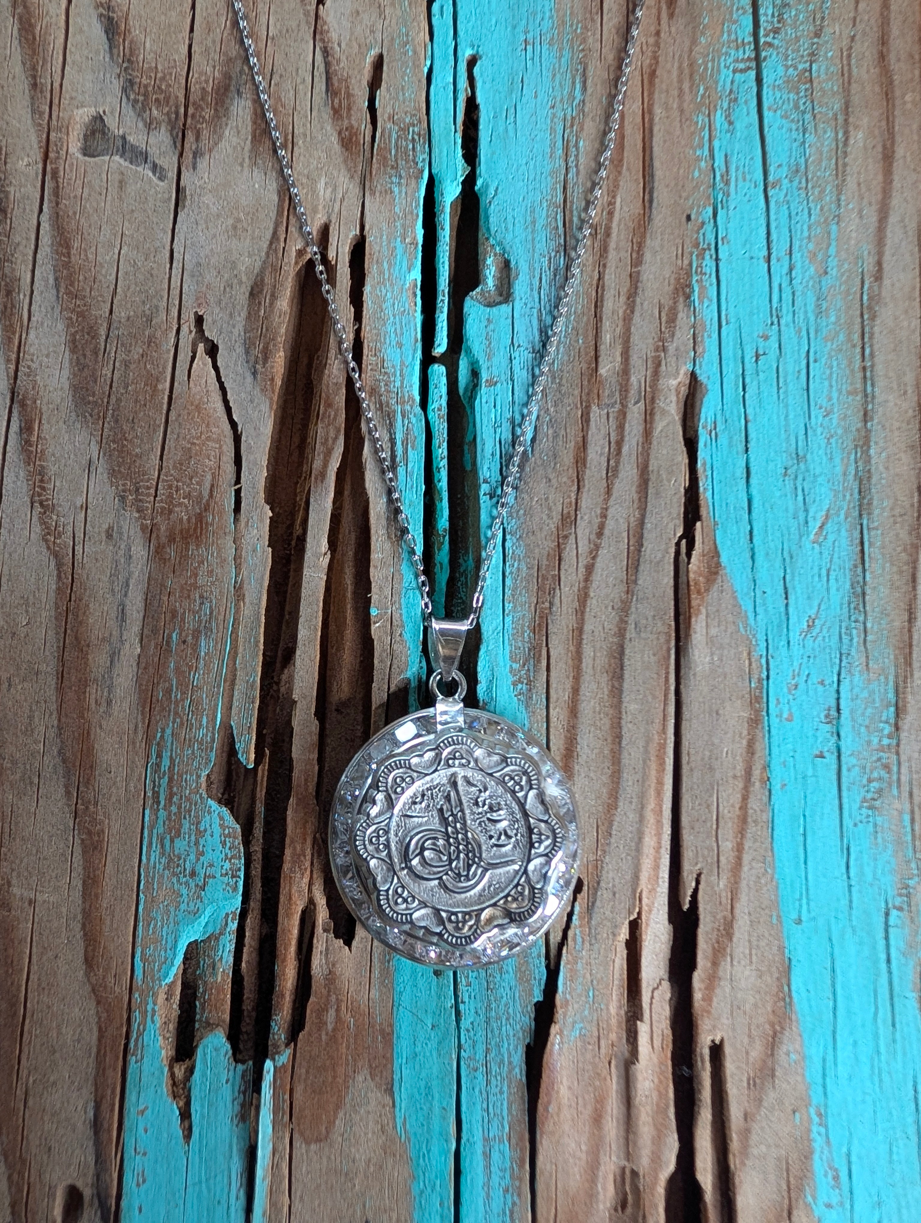 Sterling Silver Ottoman Empire Tughra Silver Coin Medallion Necklace
