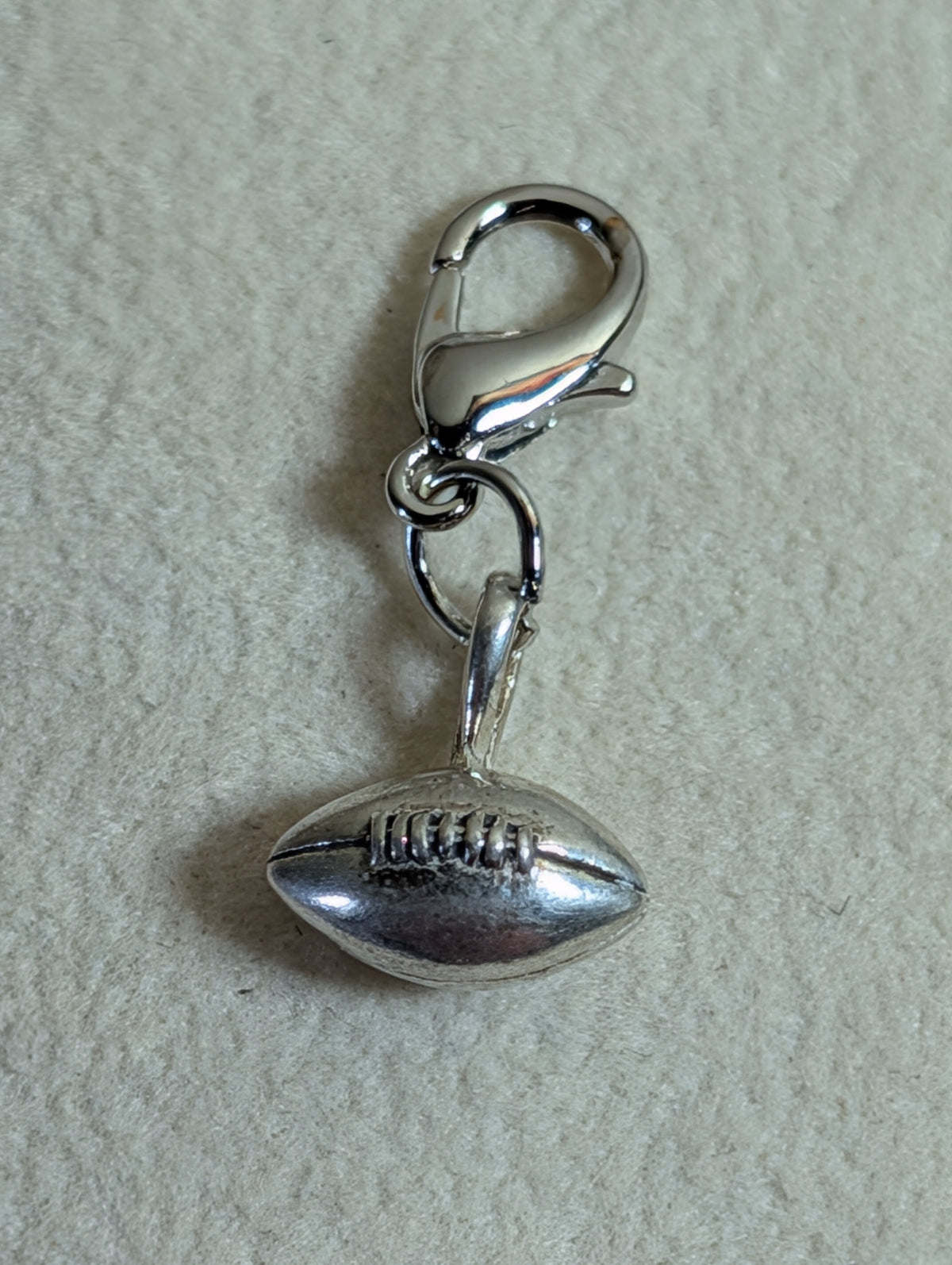 Handcrafted Small Football Charm Sterling Silver