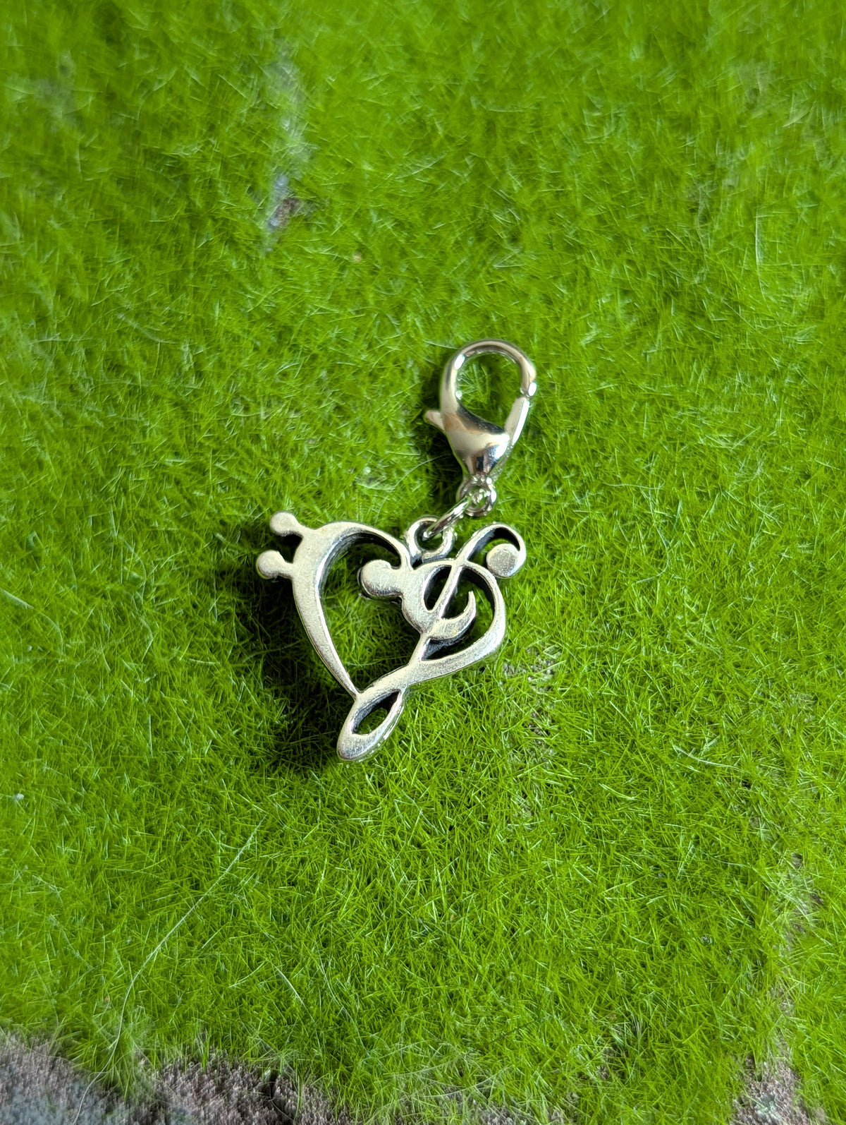 Handcrafted Heart Shaped Bass Note Charm Music Sterling Silver