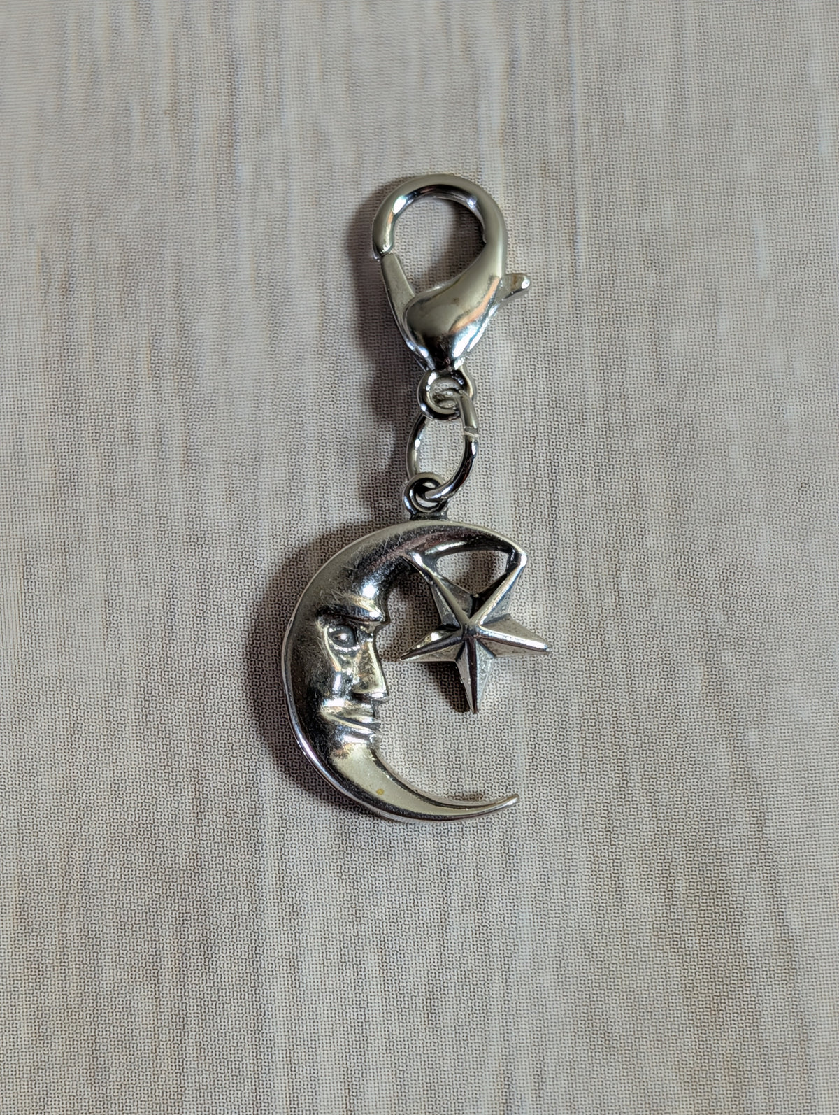 Handcrafted Man On The Moon With Star Charm Sterling Silver