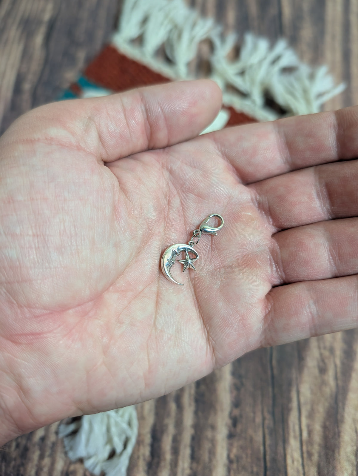 Handcrafted Man On The Moon With Star Charm Sterling Silver