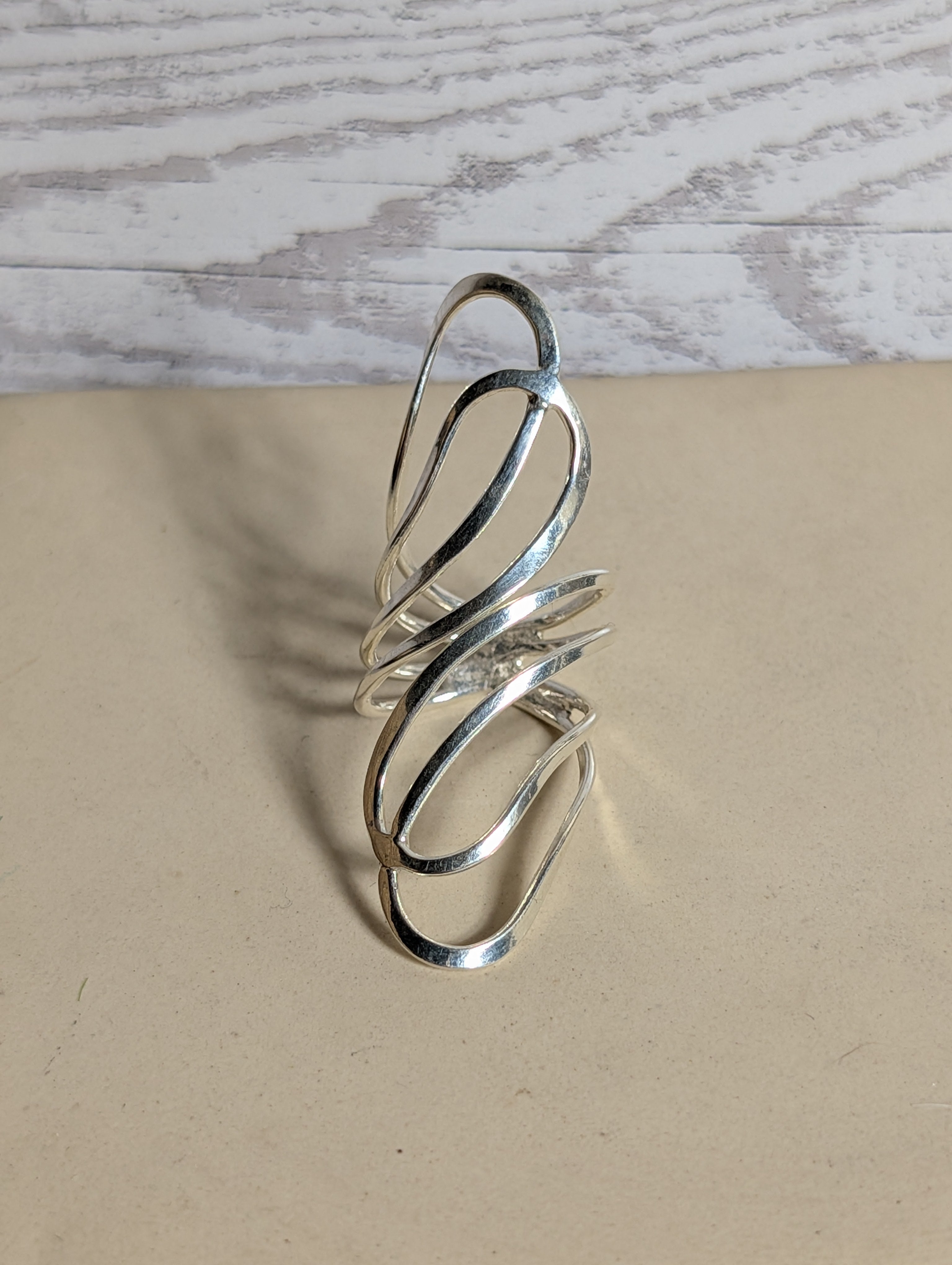 Sterling Silver Abstract Wire Wrapped Spiral Swirl Ring Size 7.5