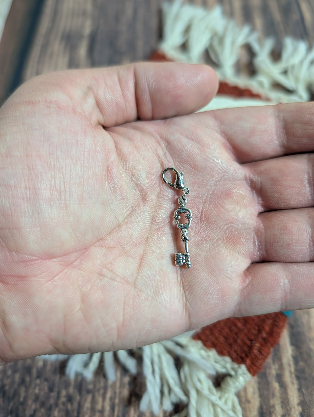 Handcrafted Ornate Key Charm Sterling Silver