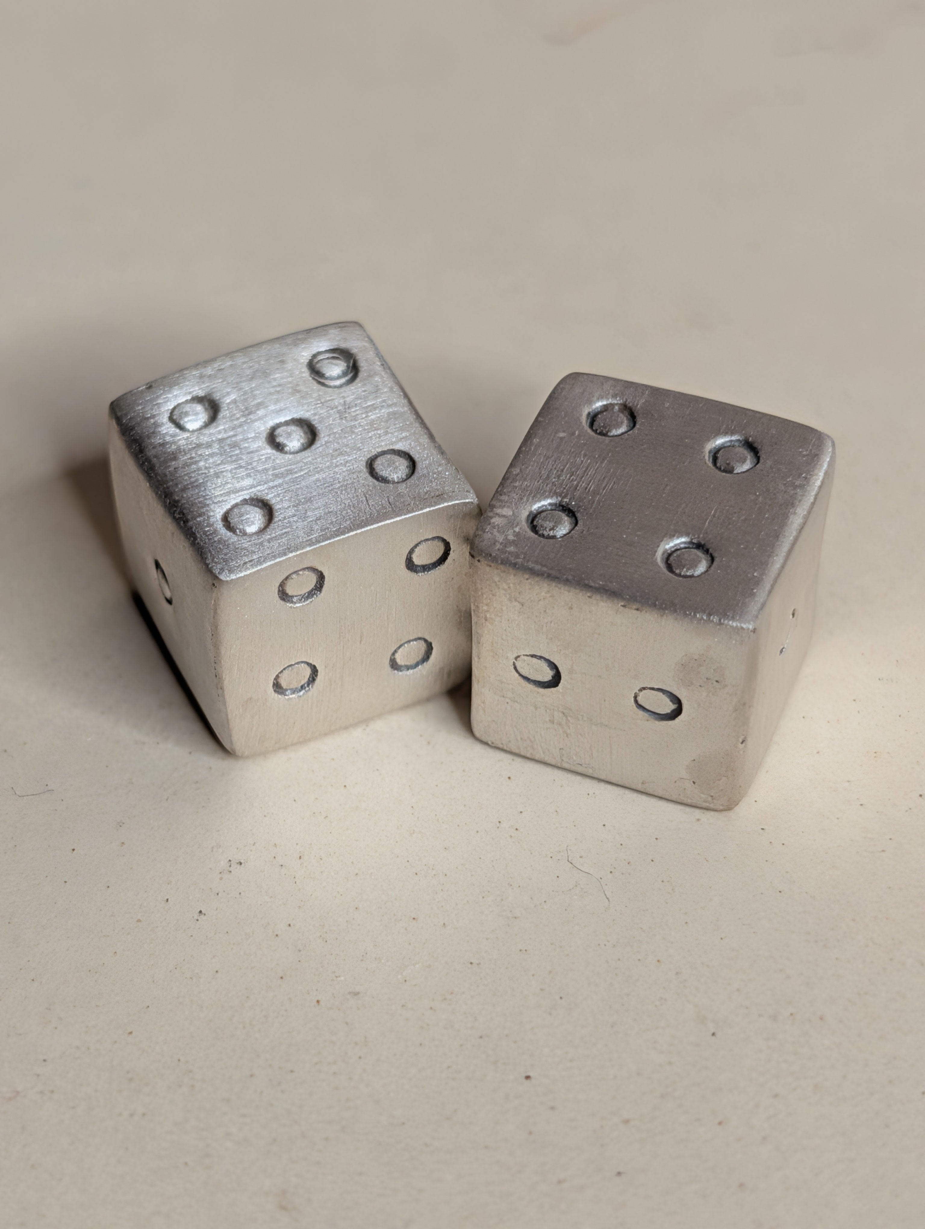 Sterling Silver Solid Rolling Dice Set Numbered On All Sides