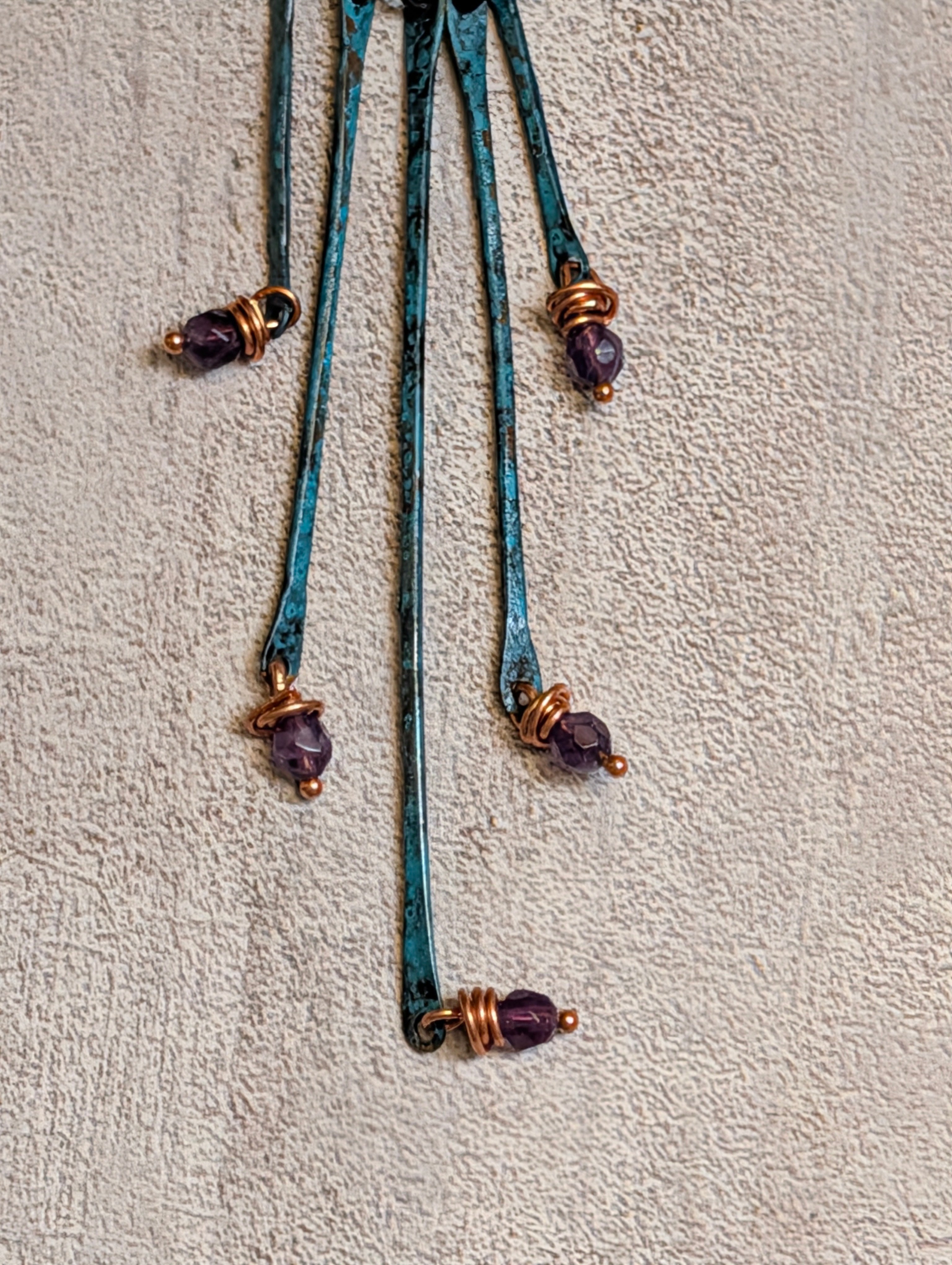 Amethyst Riviera Sterling Oxidized Lacquer Copper & Turquoise Necklace 20"