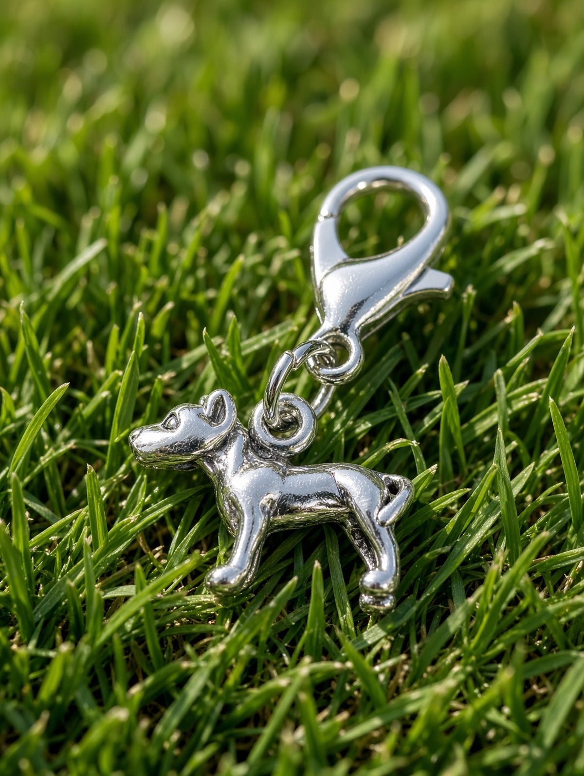 Handcrafted Mini Pitbull Dog Charm Sterling Silver