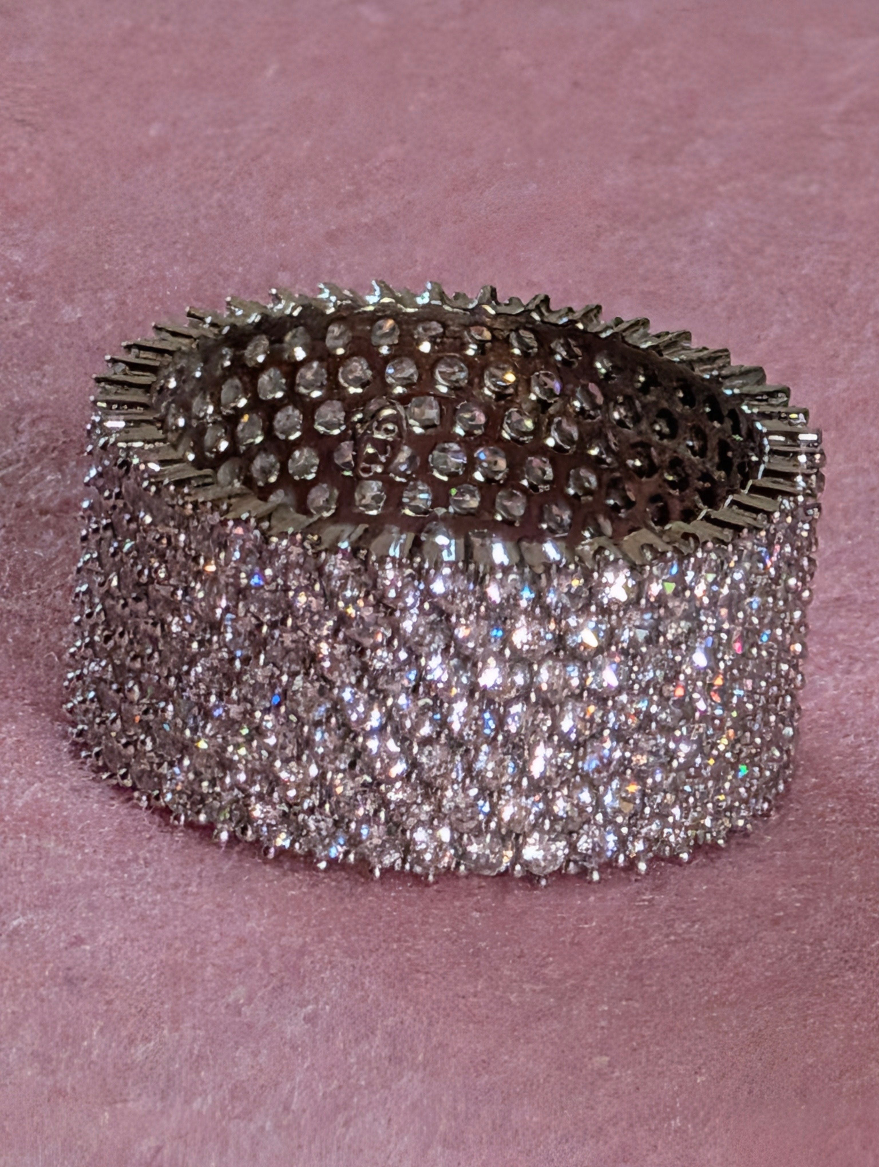 Sterling Silver Dazzling Iced Out CZ Paved Band Ring Size 9.5