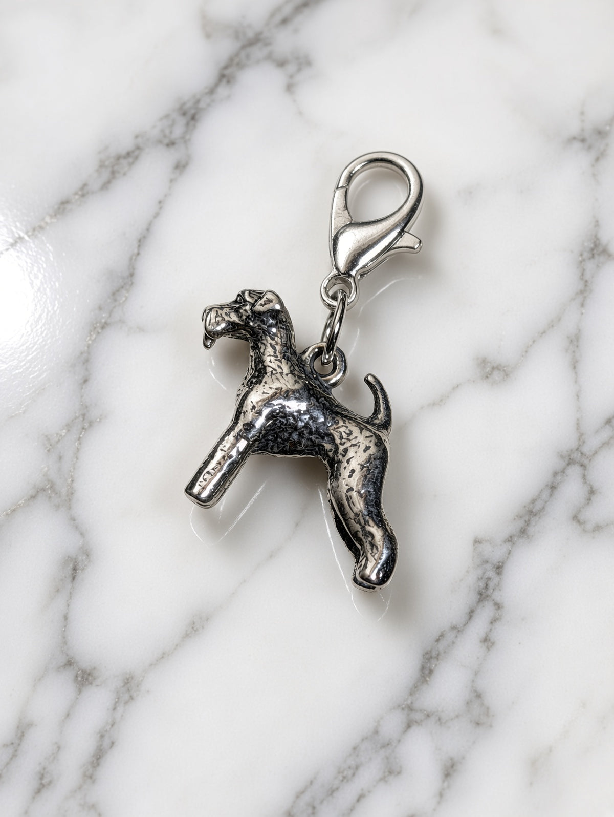 Handcrafted Airedale Terrier Dog Charm Sterling Silver