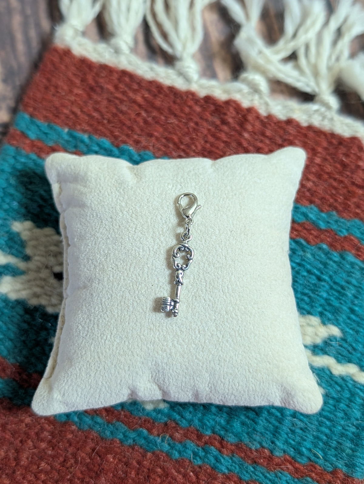 Handcrafted Ornate Key Charm Sterling Silver