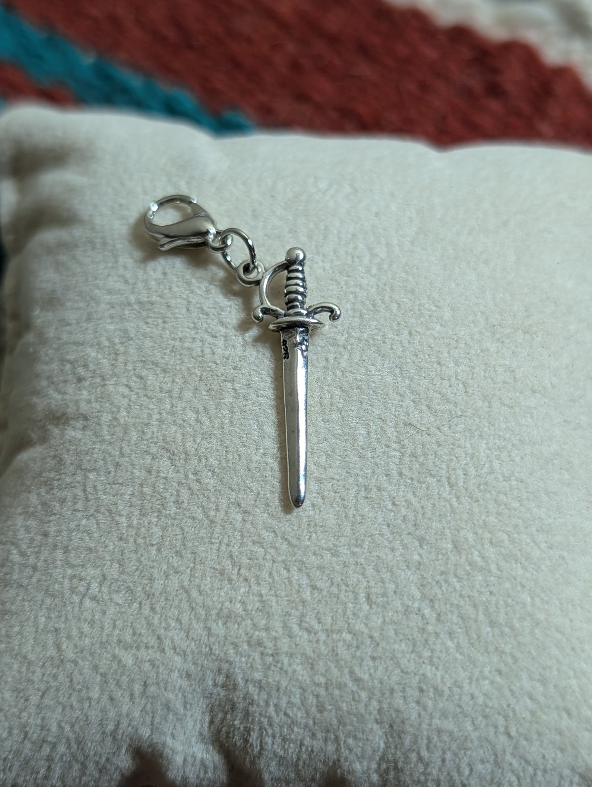 Handcrafted Ornate Sword Charm Sterling Silver
