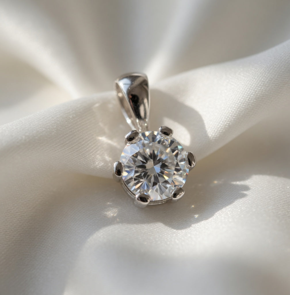 Sterling Silver CZ White GemStone Earrings & Pendant Jewelry Set