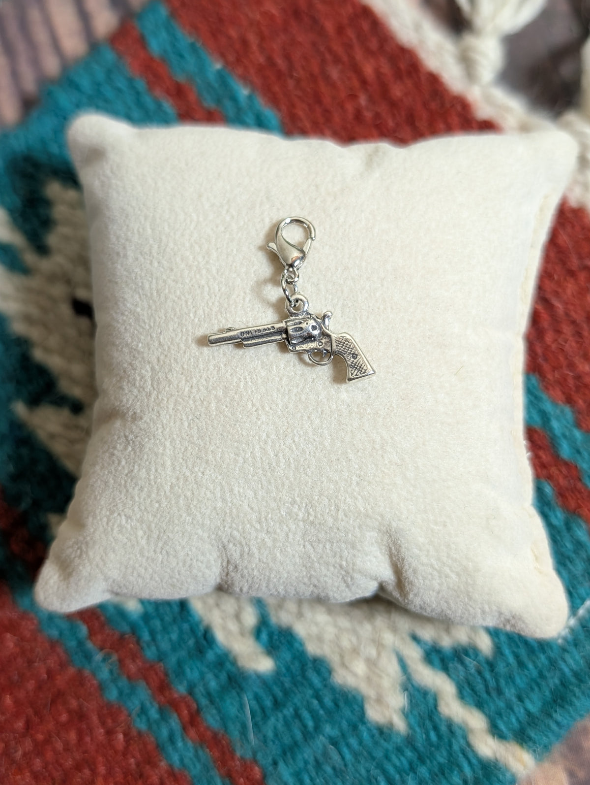 Handcrafted Western Revolver Gun Charm Sterling Silver