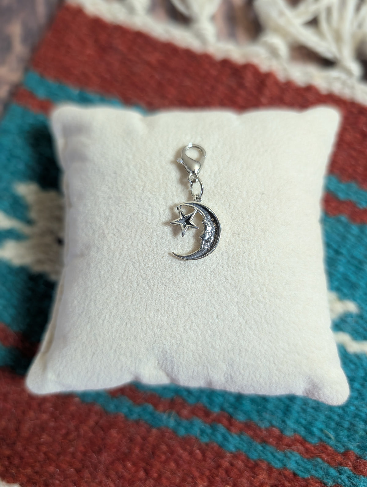 Handcrafted Man On The Moon With Star Charm Sterling Silver
