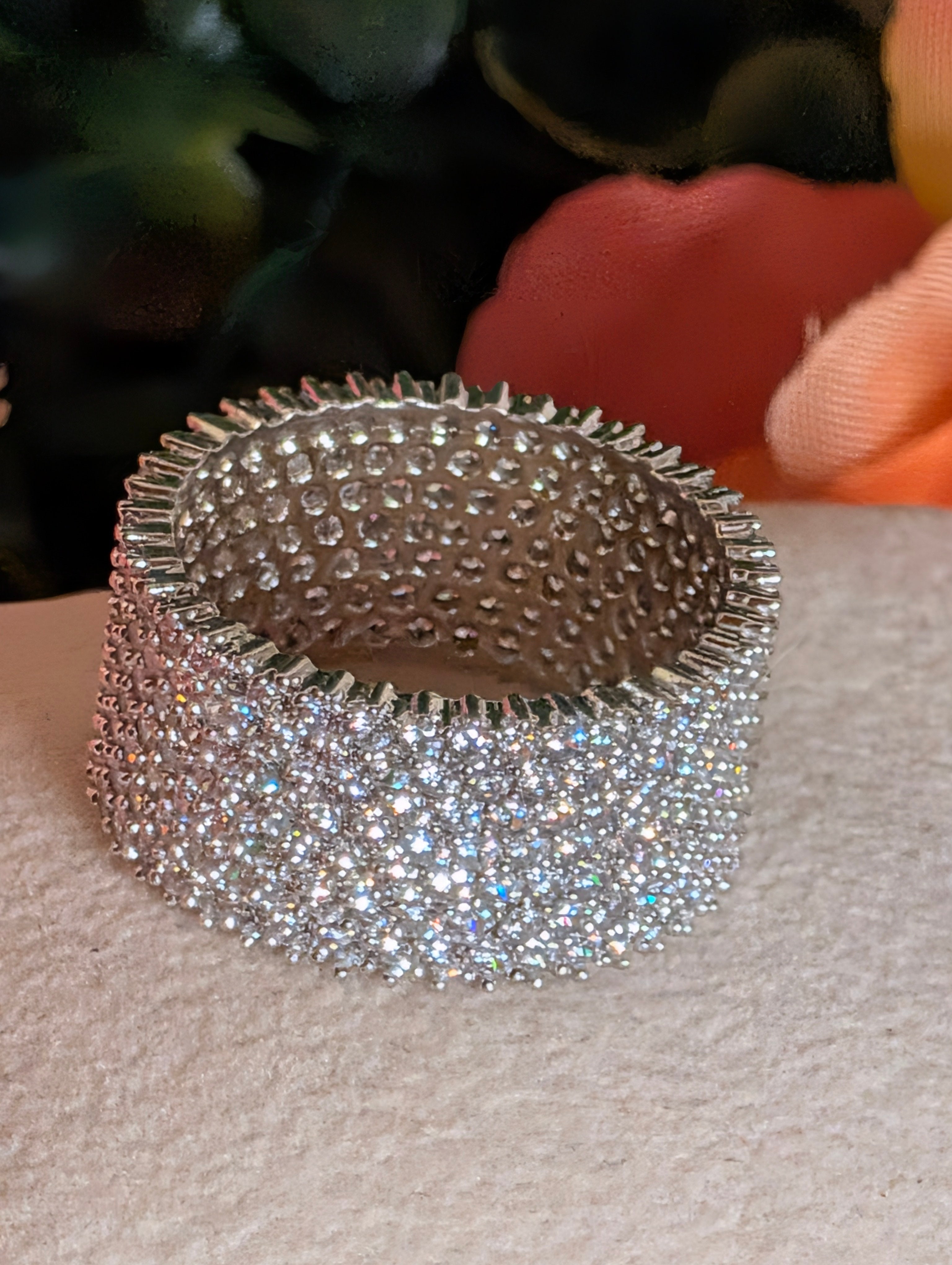 Sterling Silver Dazzling Iced Out CZ Paved Band Ring Size 9.5