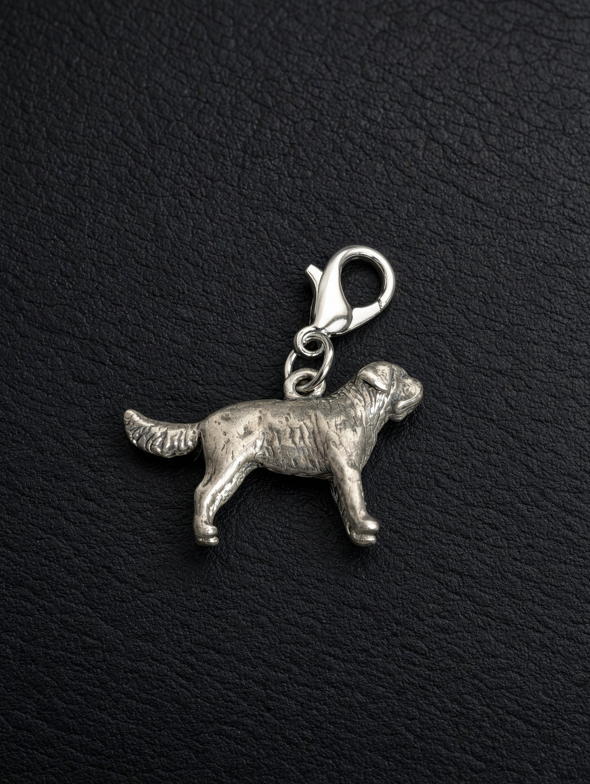Handcrafted St. Bernard Dog Charm Sterling Silver