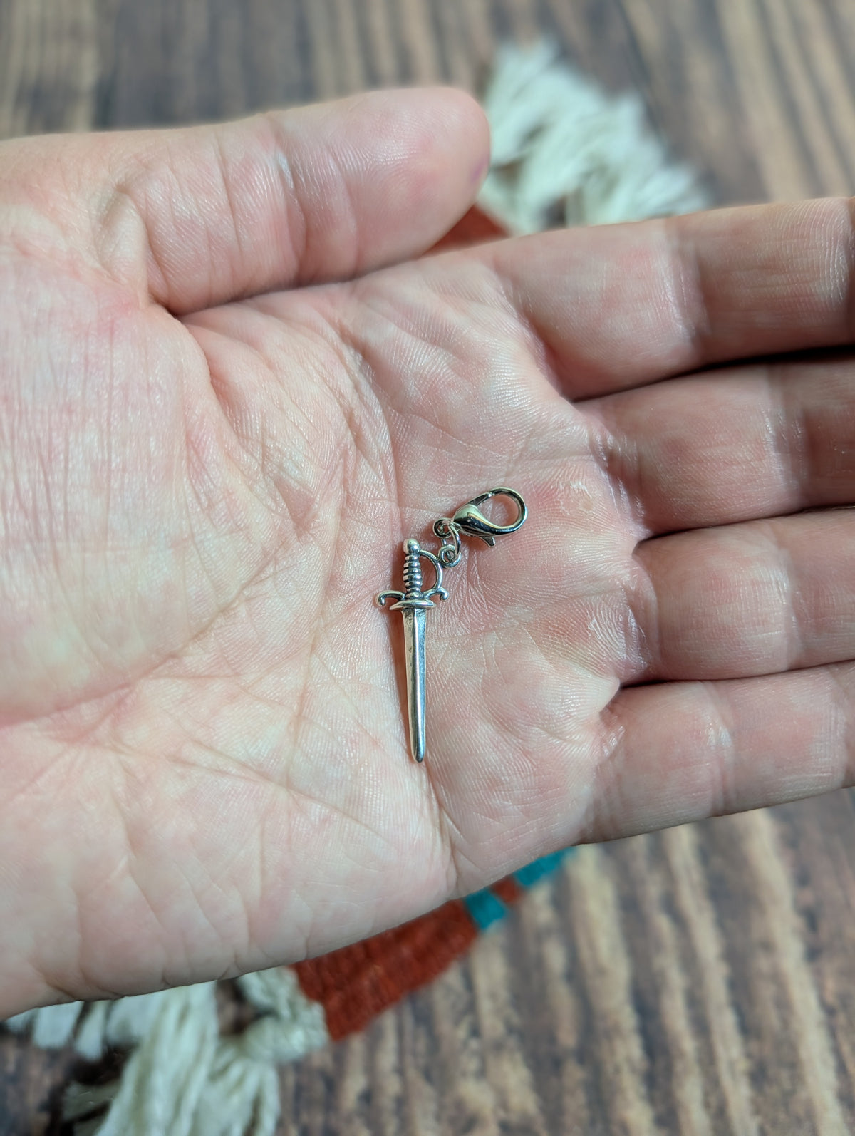 Handcrafted Ornate Sword Charm Sterling Silver