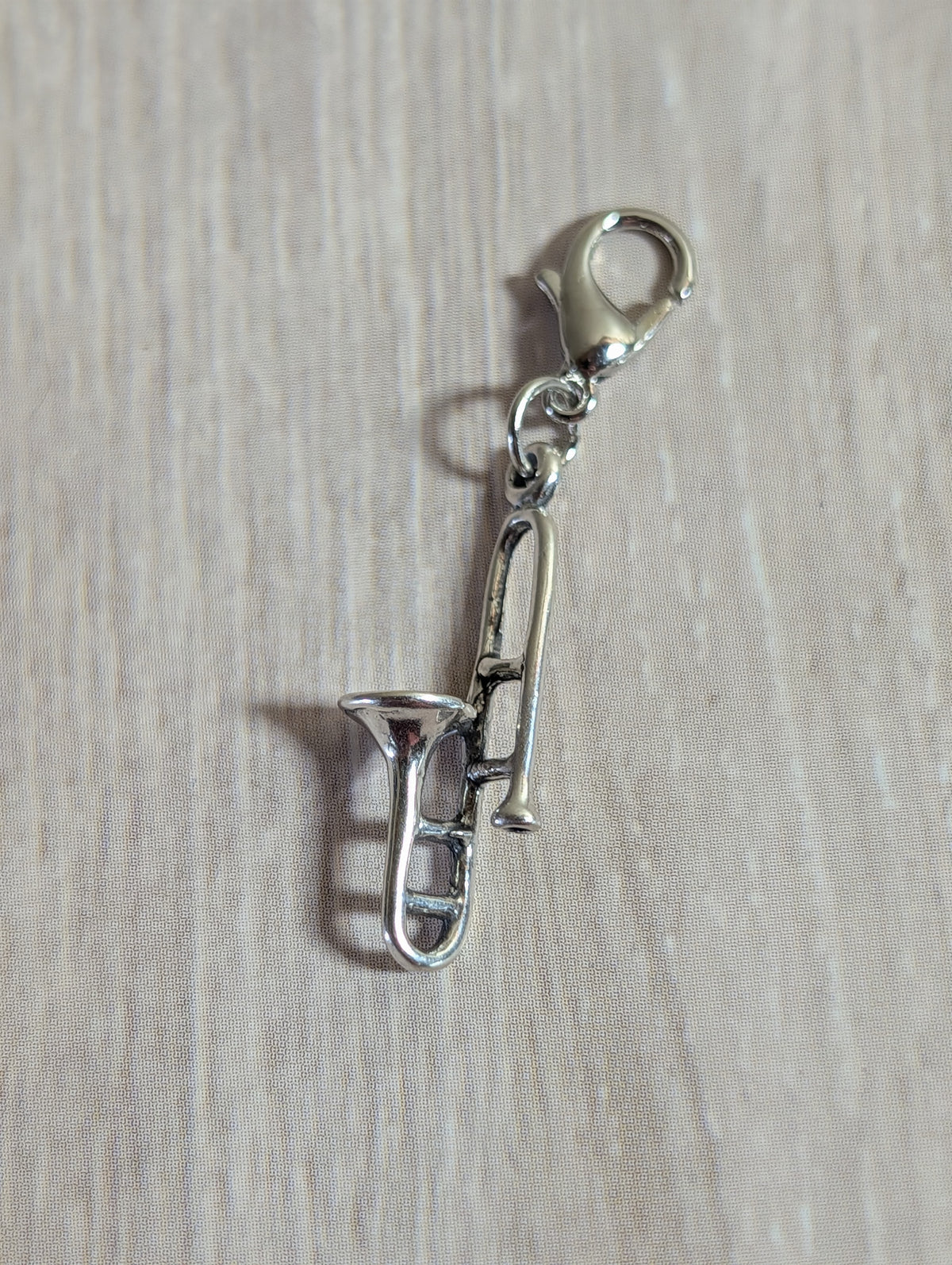 Handcrafted Trombone Musical Instrument Charm Sterling Silver