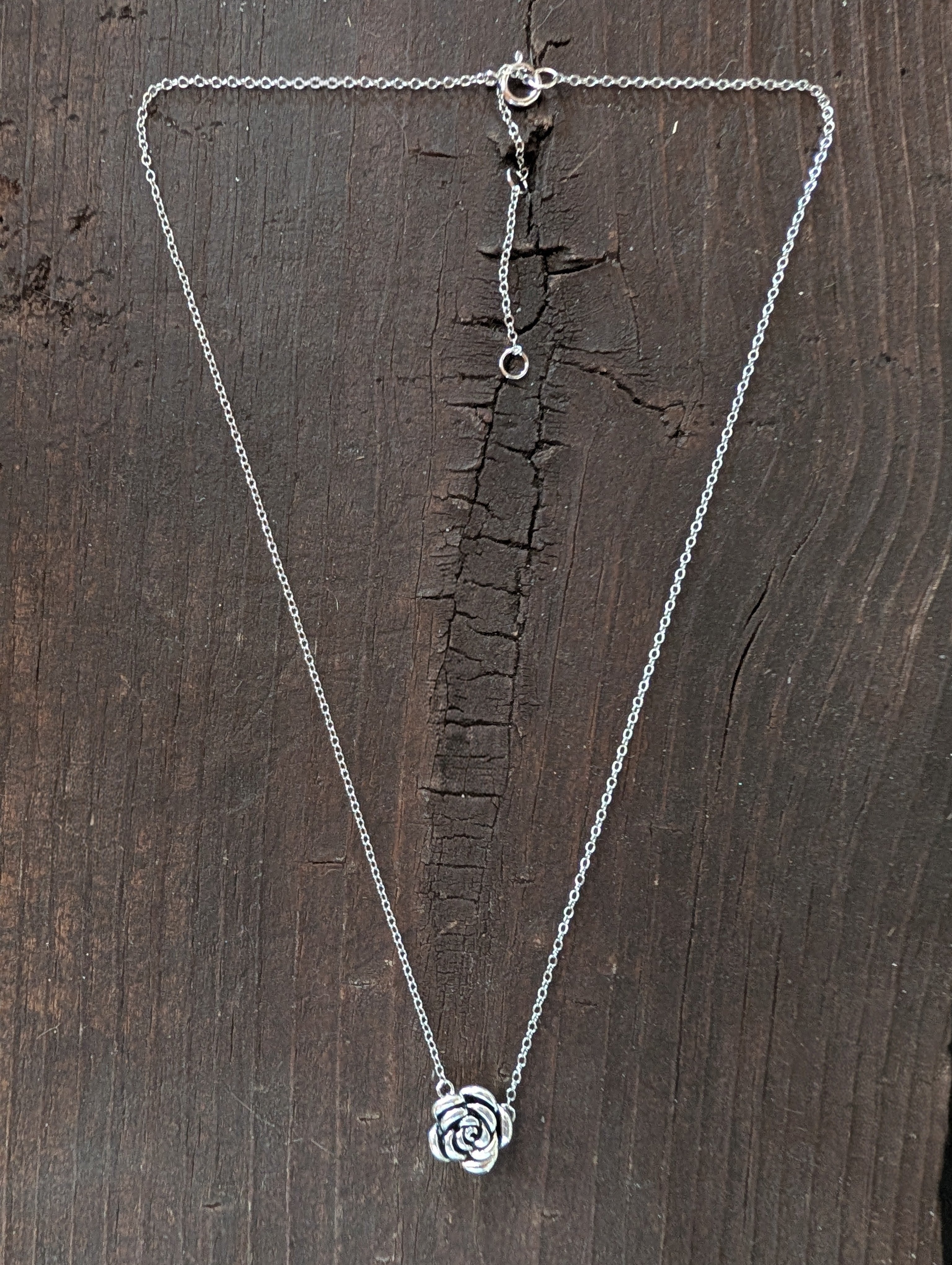Rose Flower Sterling Silver Necklace