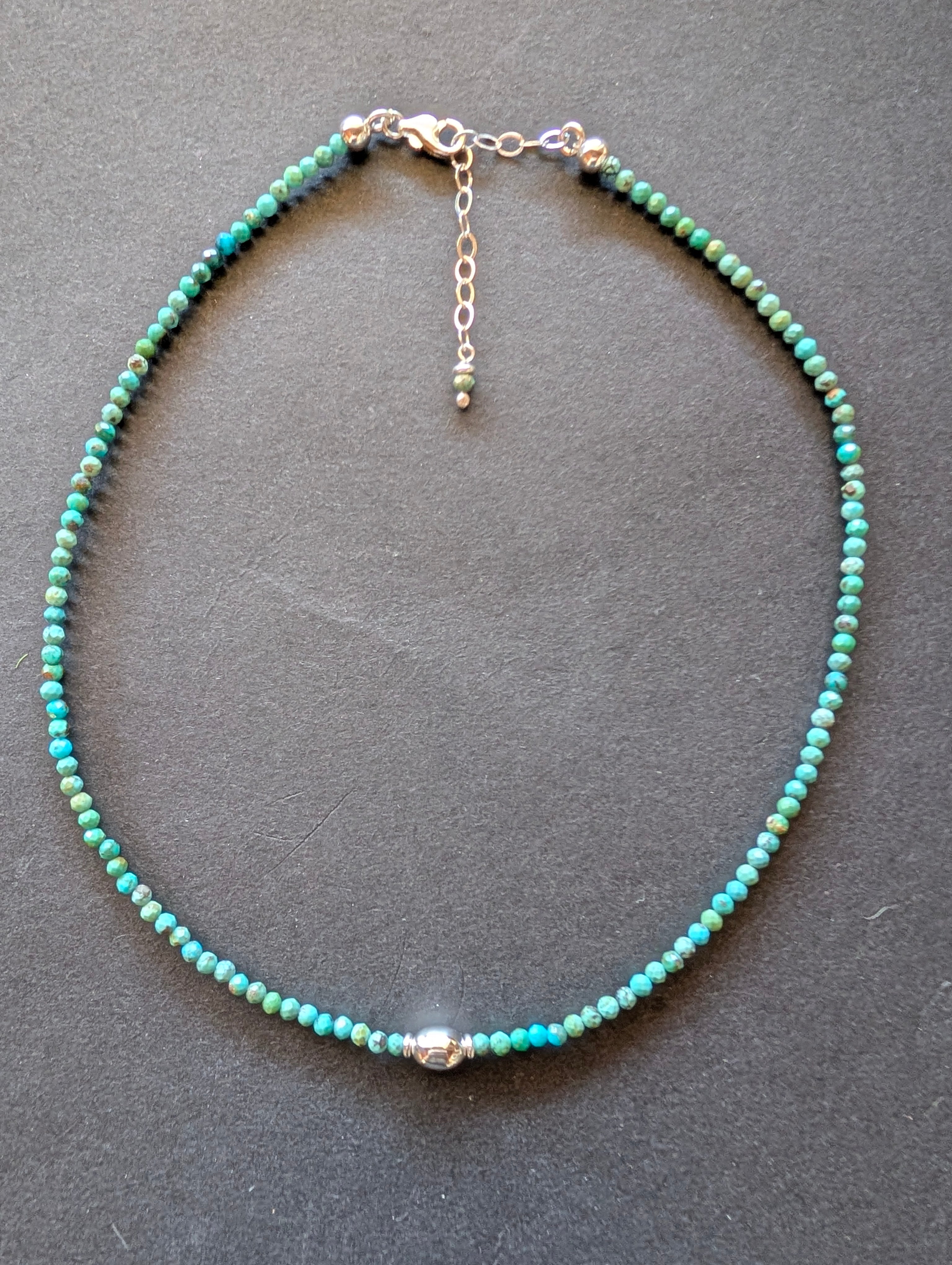 Turquoise MultiColor Beaded Stone Sterling Silver Necklace