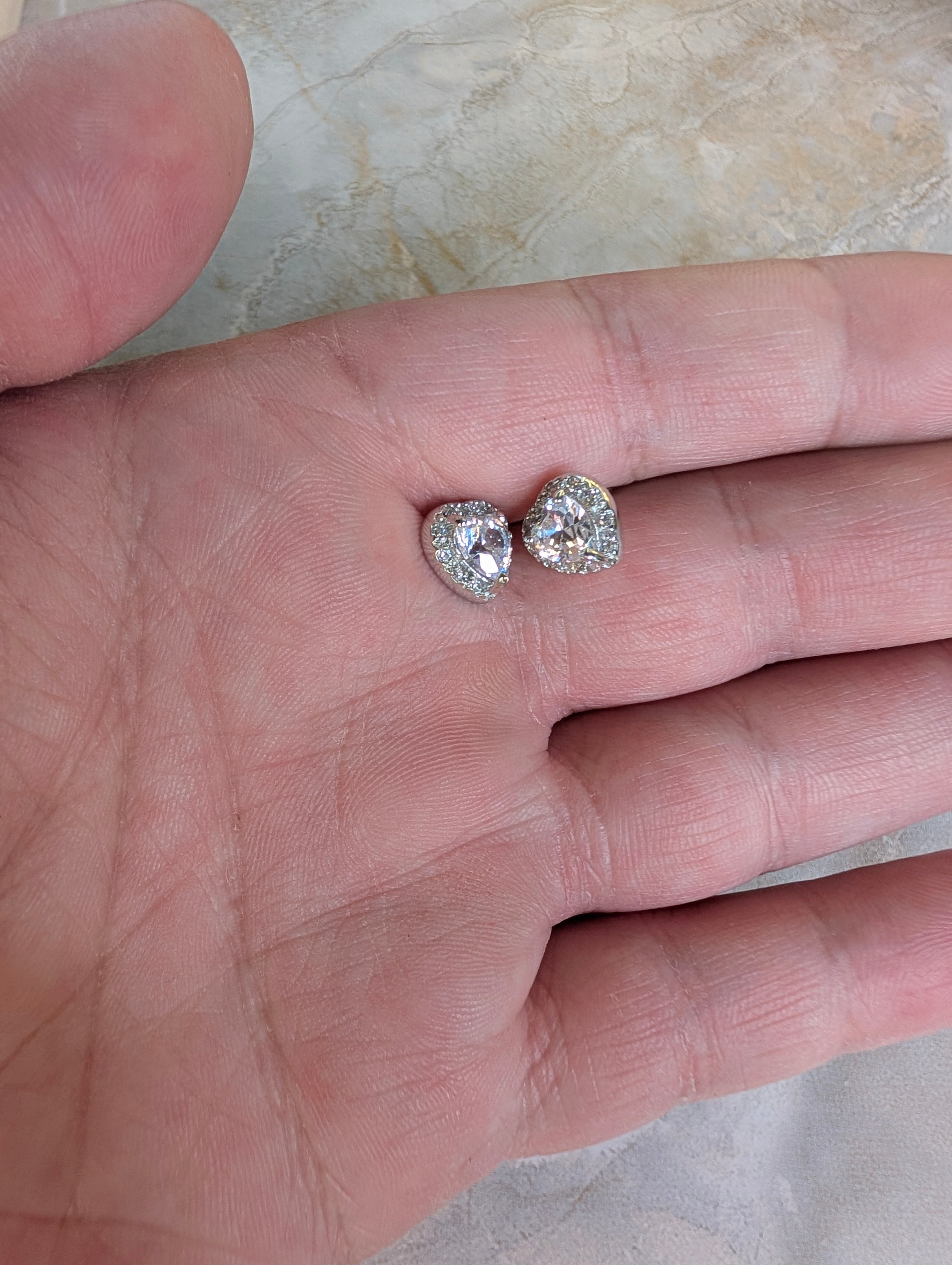 Sterling Silver Carved CZ Heart Earrings & Pendant Jewelry Set