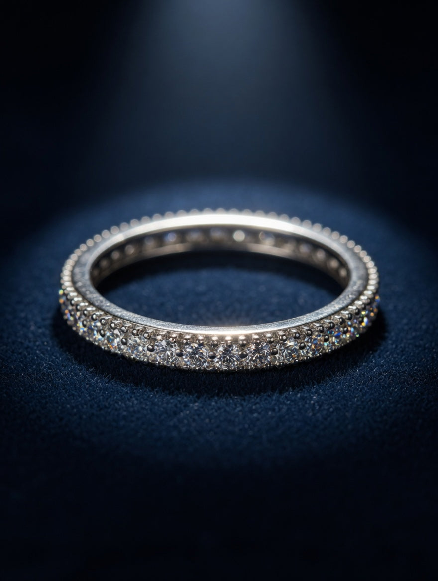 Sterling Silver Pavé CZ Simplistic & Dazzling Eternity Ring Size 10