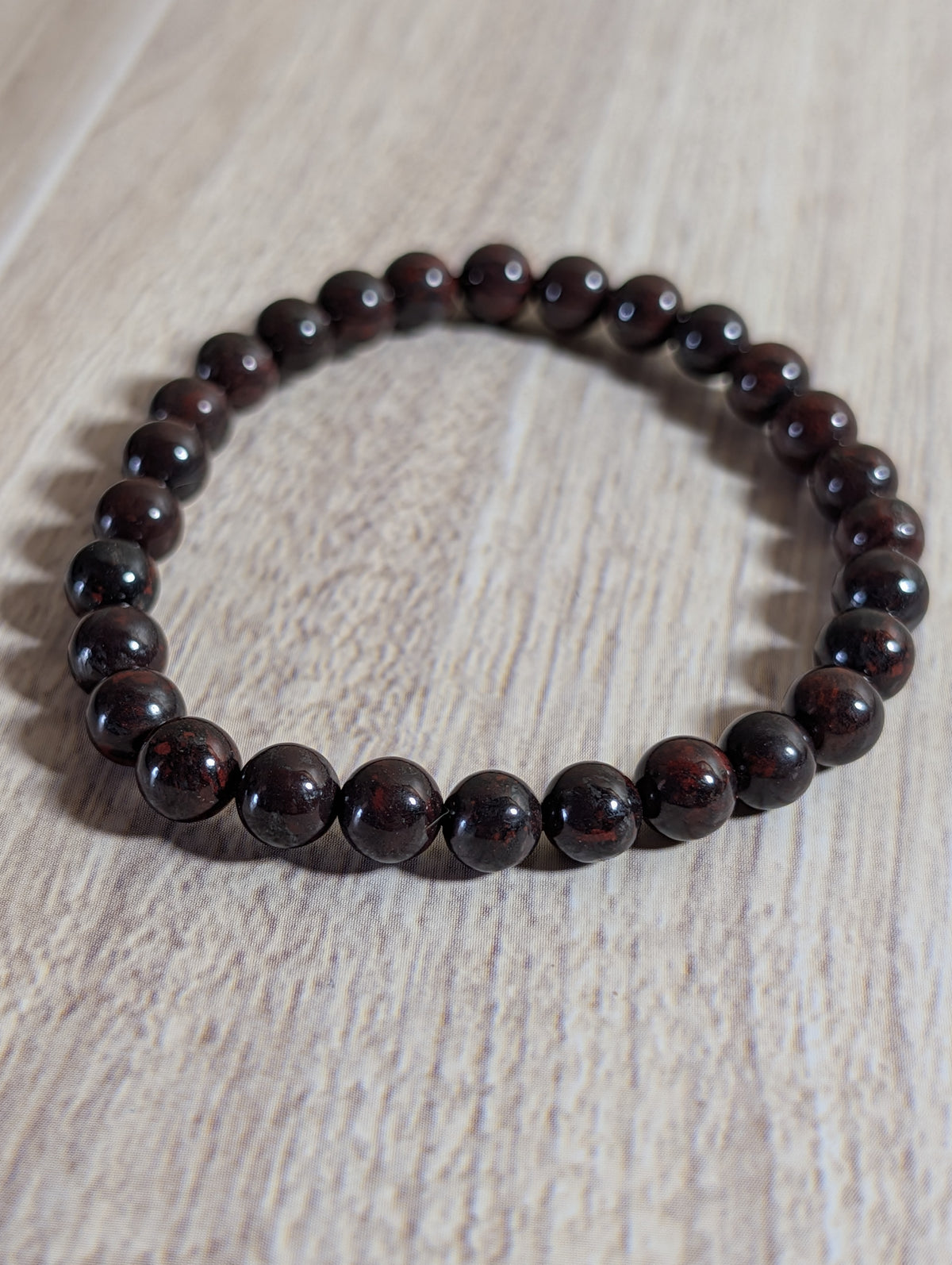 Dark Red Garnet 6mm Beaded Stretch Bracelet