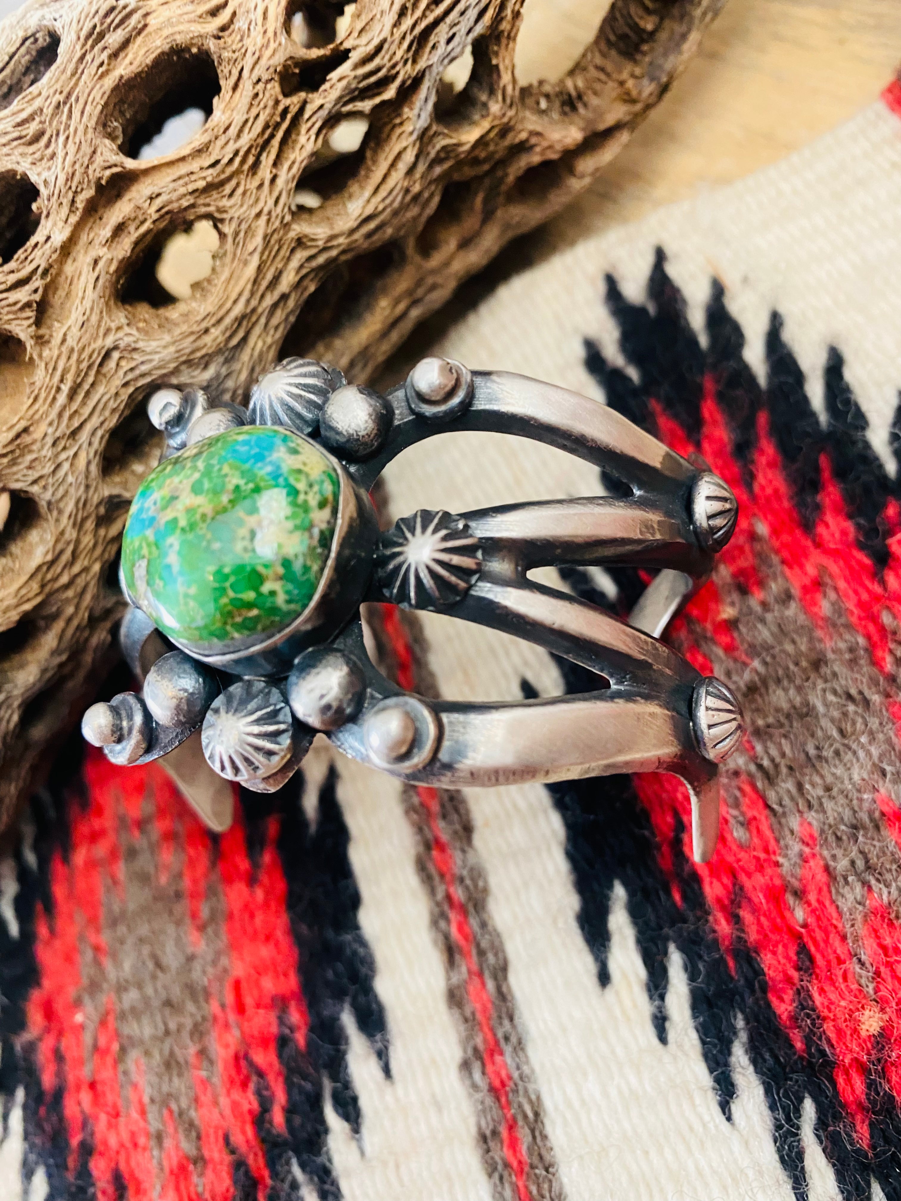 Handcrafted Sterling Silver & Sonoran Mountain Turquoise Cuff Bracelet by Chimney Butte