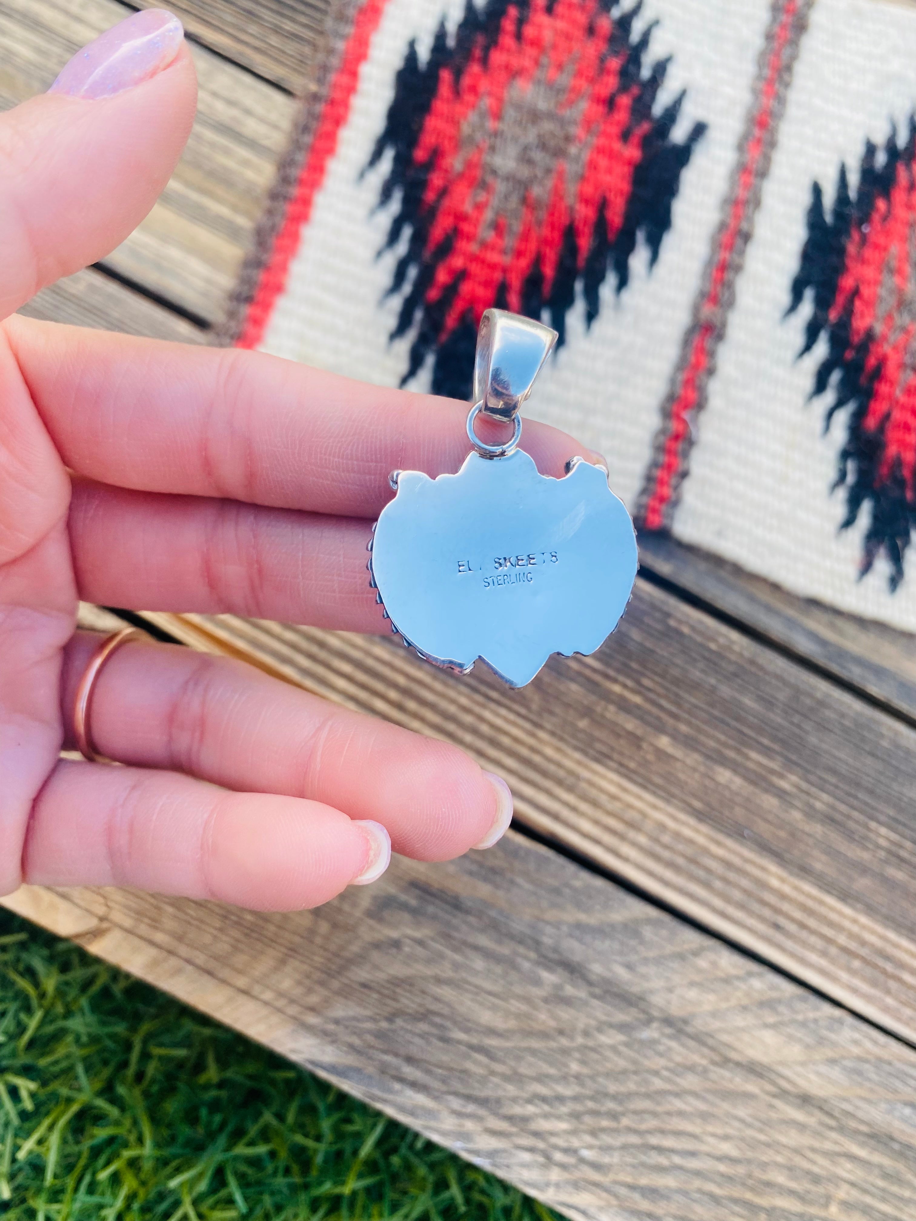 Handcrafted Sterling Silver & Turquoise Mohave Pendant Signed