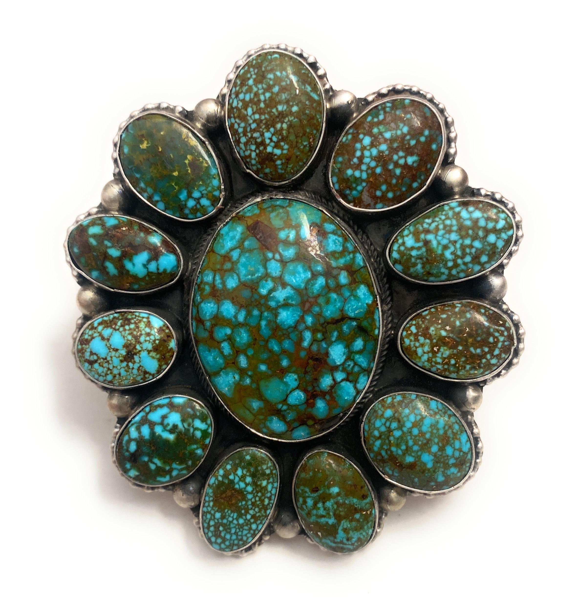 Handcrafted Kingman Web Turquoise & Sterling Silver Ring Size 7.5 By Kathleen Chavez