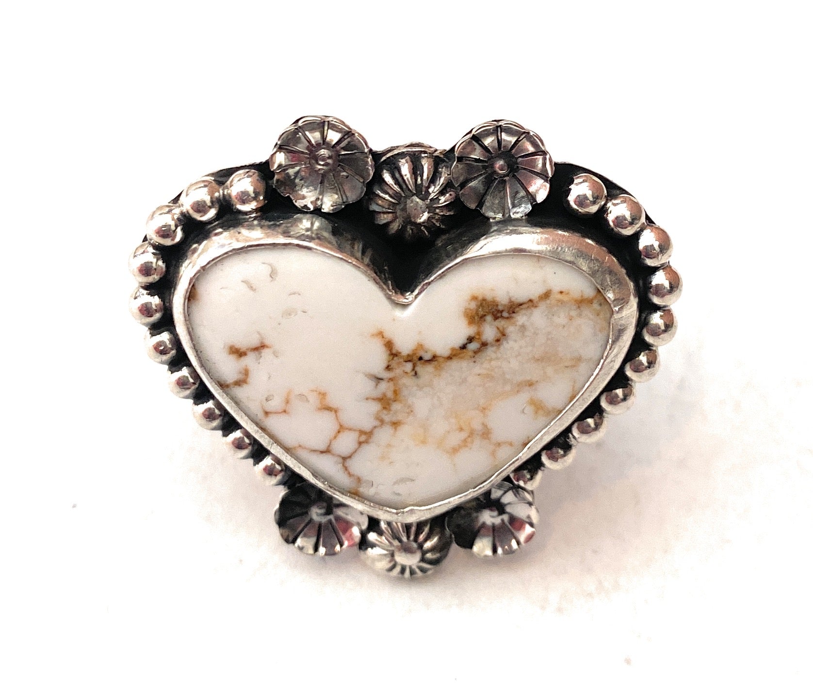 Handcrafted Sterling Silver & Wild Horse Heart Ring Size 11.5