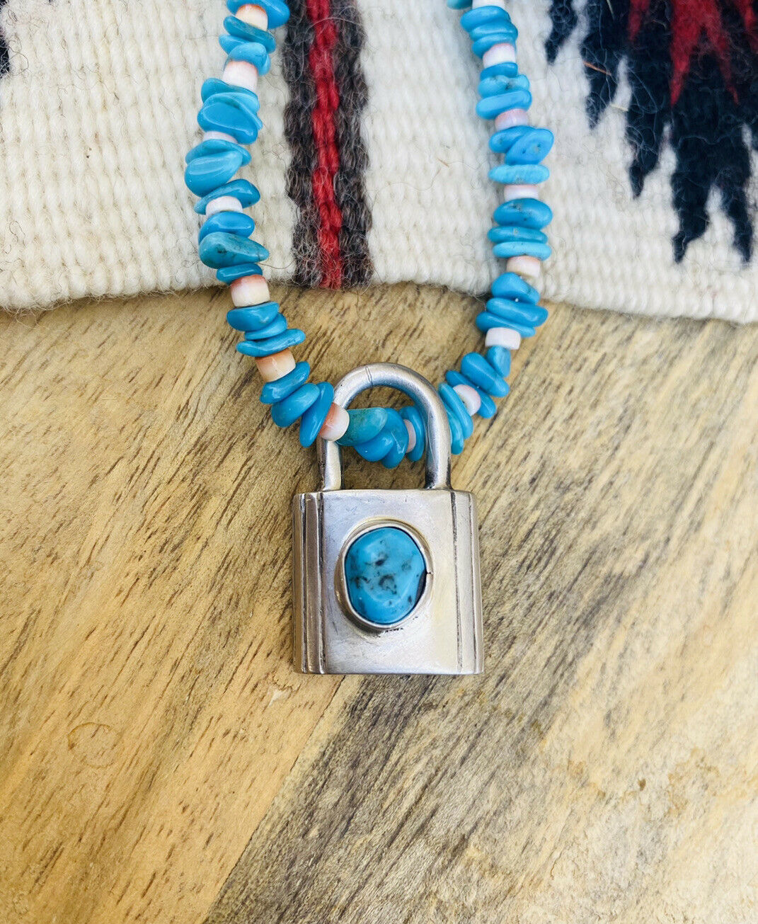 Handcrafted Turquoise & Sterling Silver Locket Pendant Signed