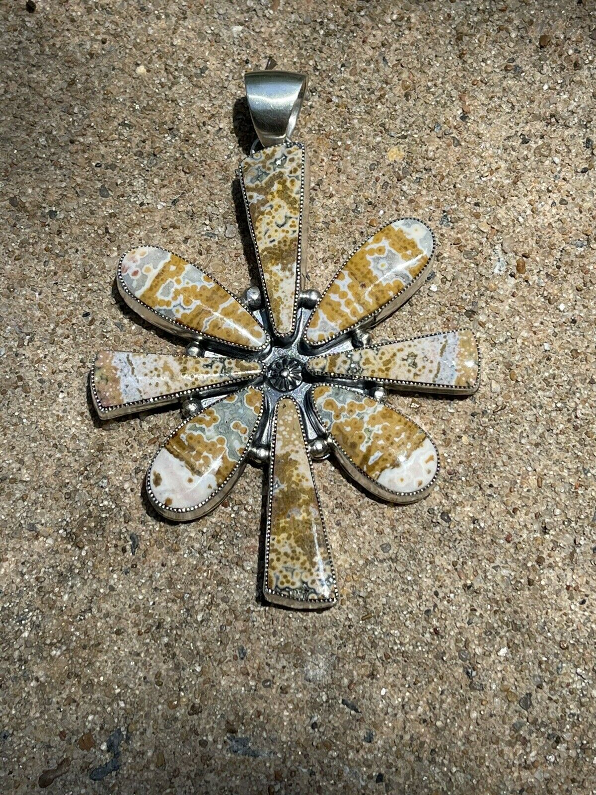 Handcrafted Sterling Silver Jasper Jumbo Cluster Pendant