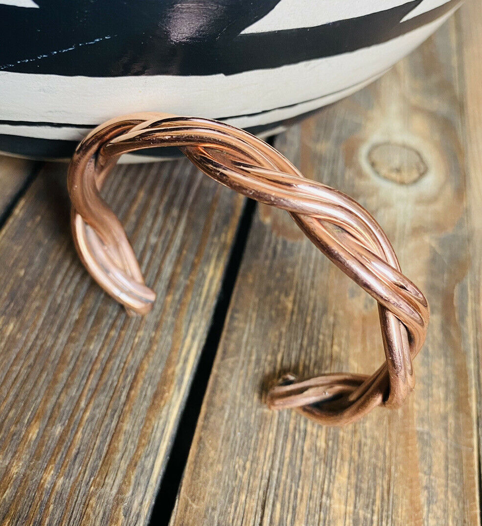 Handcrafted Copper Over Sterling Hand Twisted Cuff Bracelet