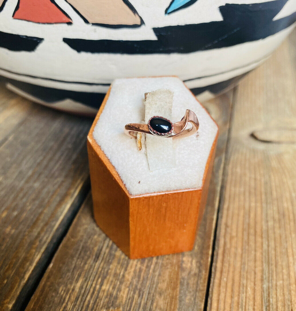 Handcrafted Copper Over Sterling Onyx Ring