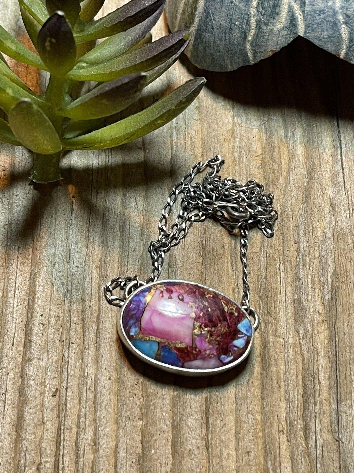 Sterling Silver & Pink Dream Mojave Oval Necklace