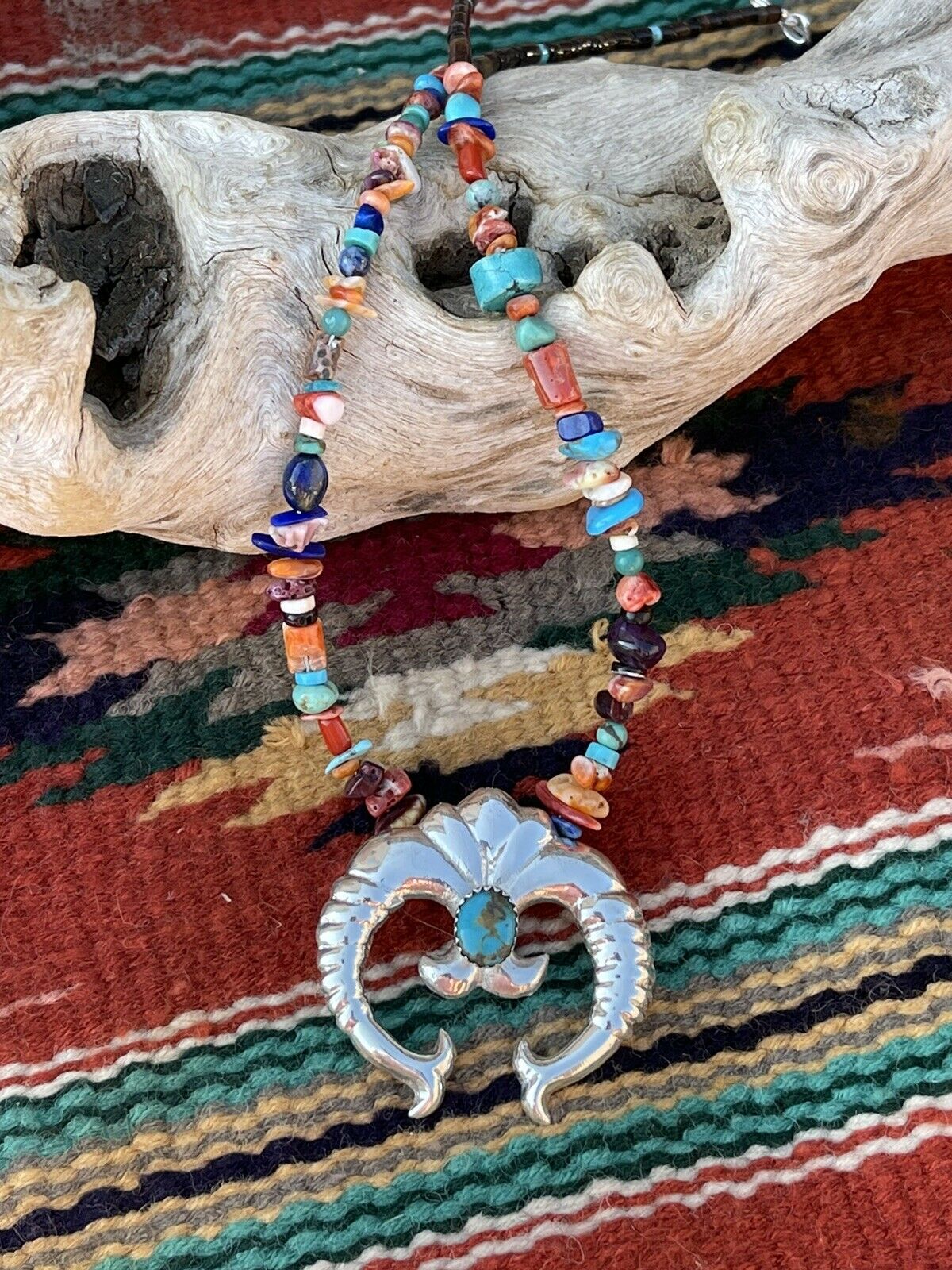 Handcrafted Sterling Silver & Turquoise Naja Pendant Signed