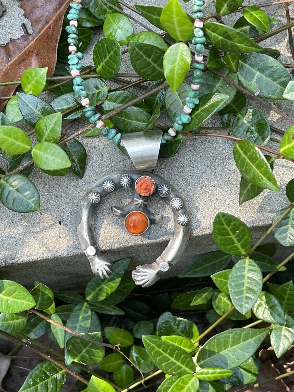 Handcrafted Sterling Silver Rose Spiny Naja Pendant Signed By Chimney Butte