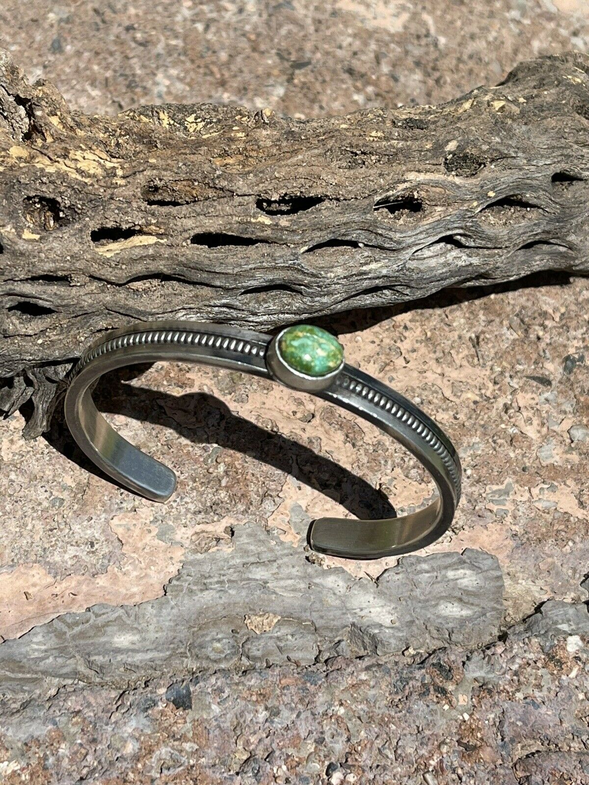 Handcrafted Sonoran Gold Turquoise & Sterling Silver Elegant Cuff Bracelet