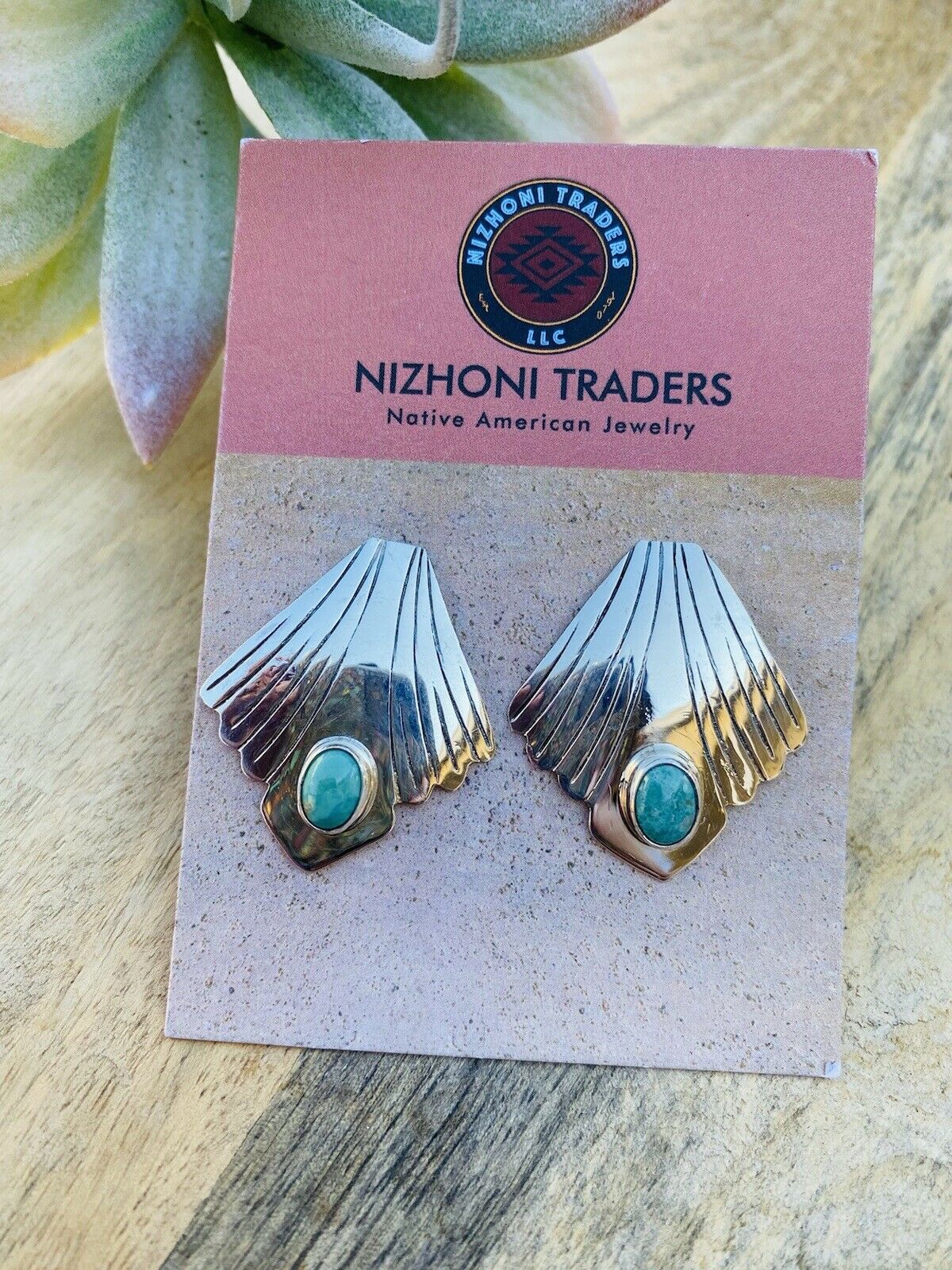 Handcrafted Turquoise & Sterling Silver Post Earrings
