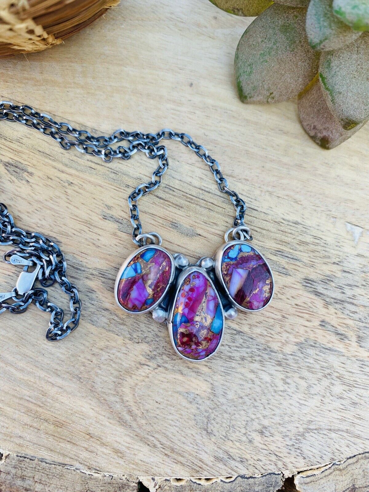 Handcrafted Sterling Silver & Pink Dream Mohave Necklace Signed