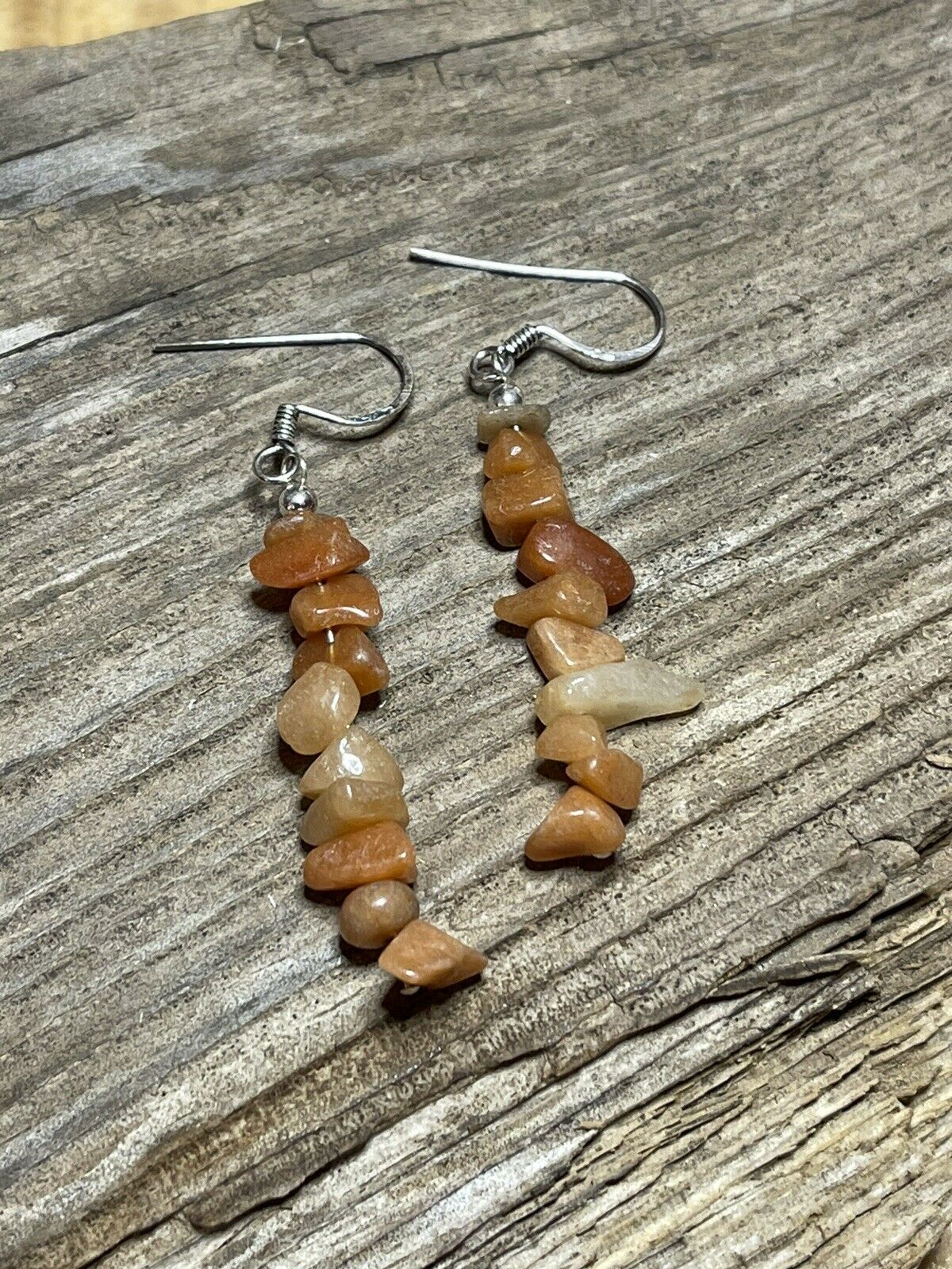 Sterling Silver Cream Quartz Chip Dangle Earrings