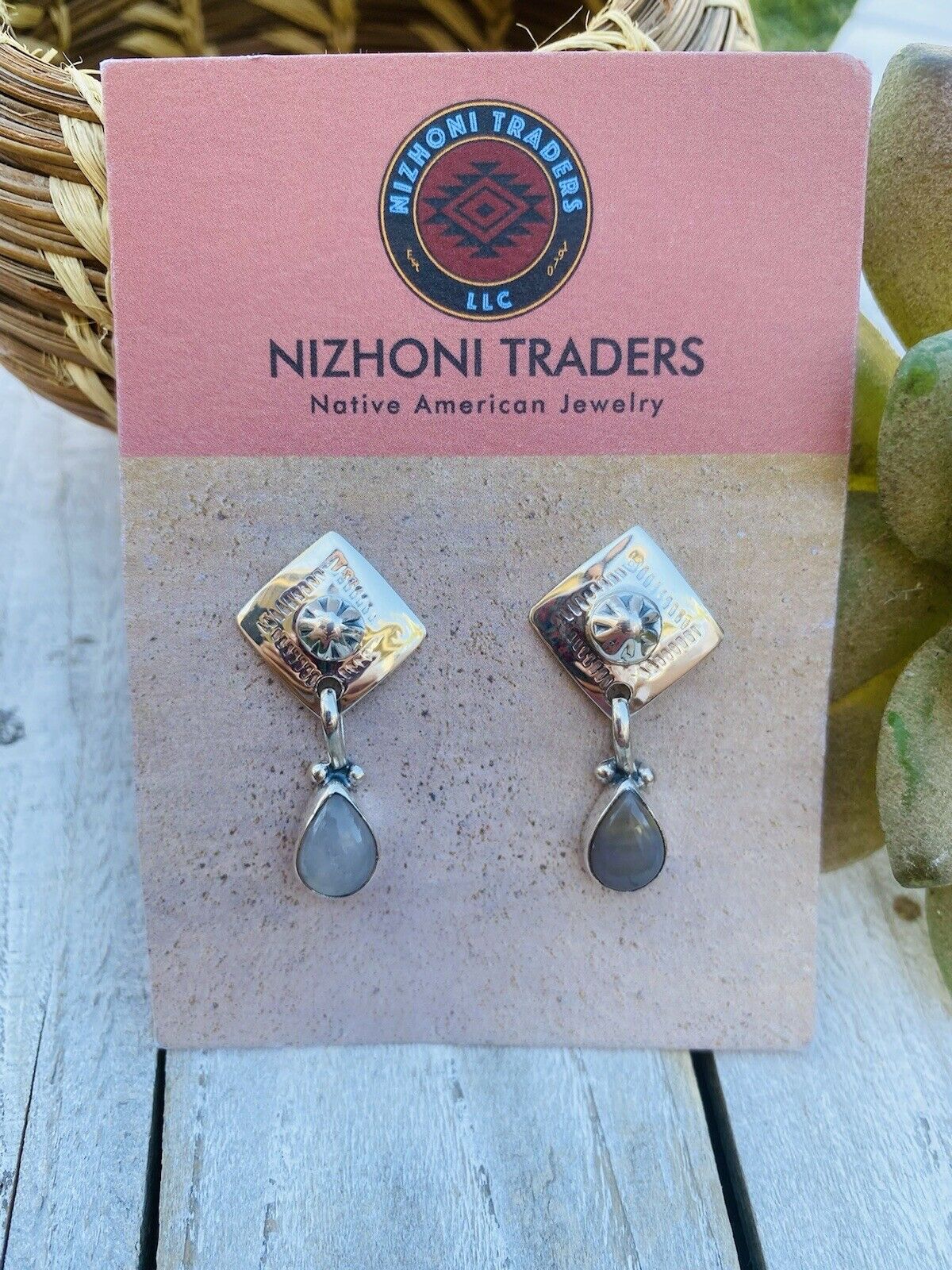 Sterling Silver & Rhodochrosite Stone Dangle Earrings