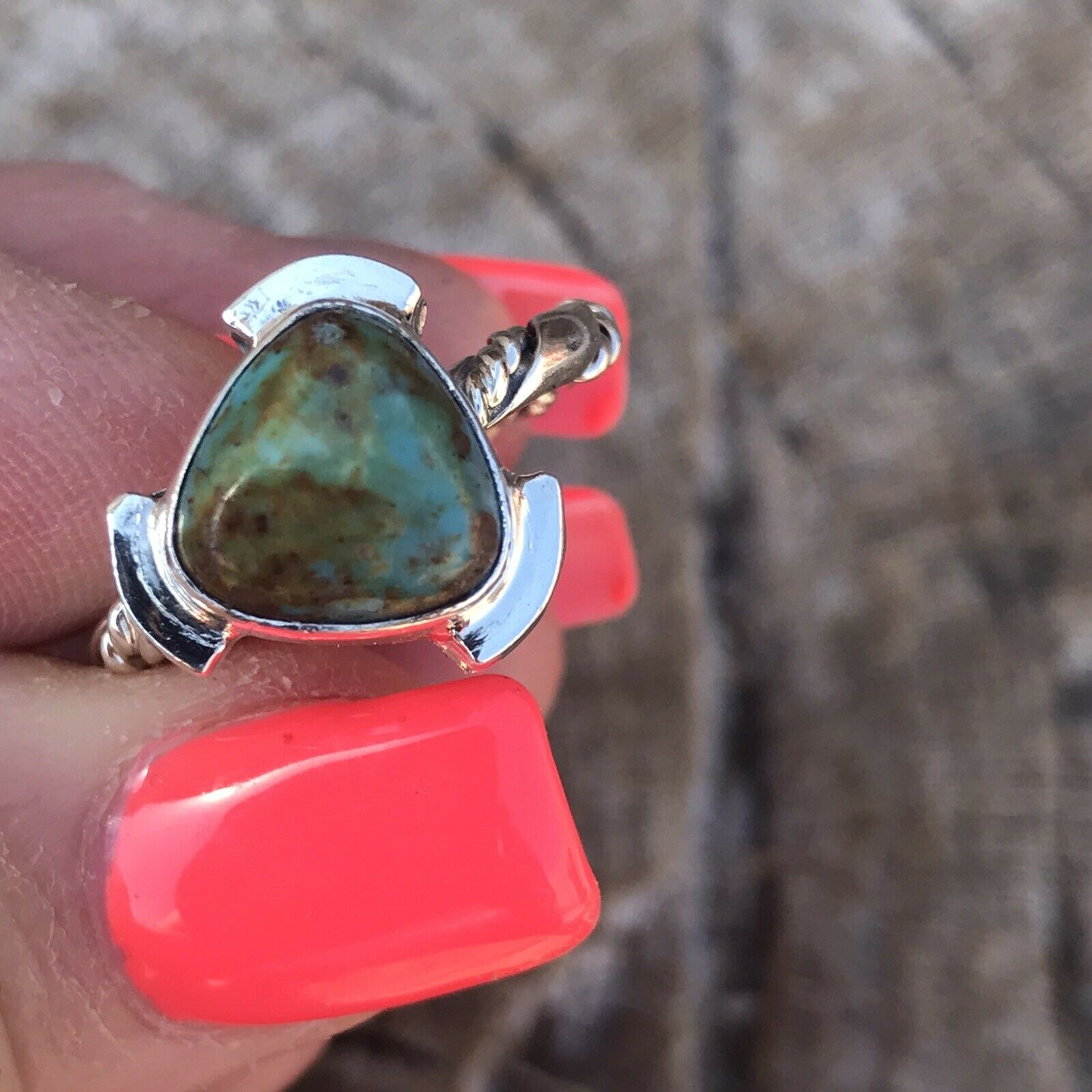 Handcrafted Sterling Silver Turquoise Triangle Ring