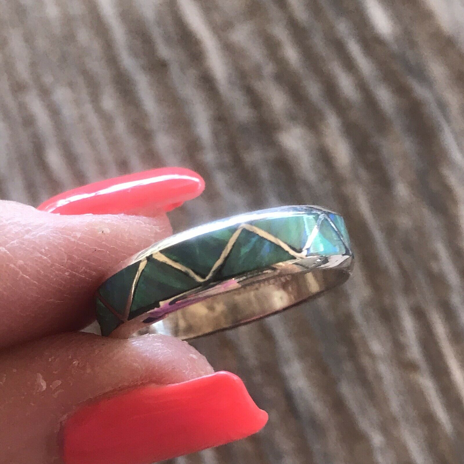 Handcrafted Sterling Silver Green Opal Stacker Ring