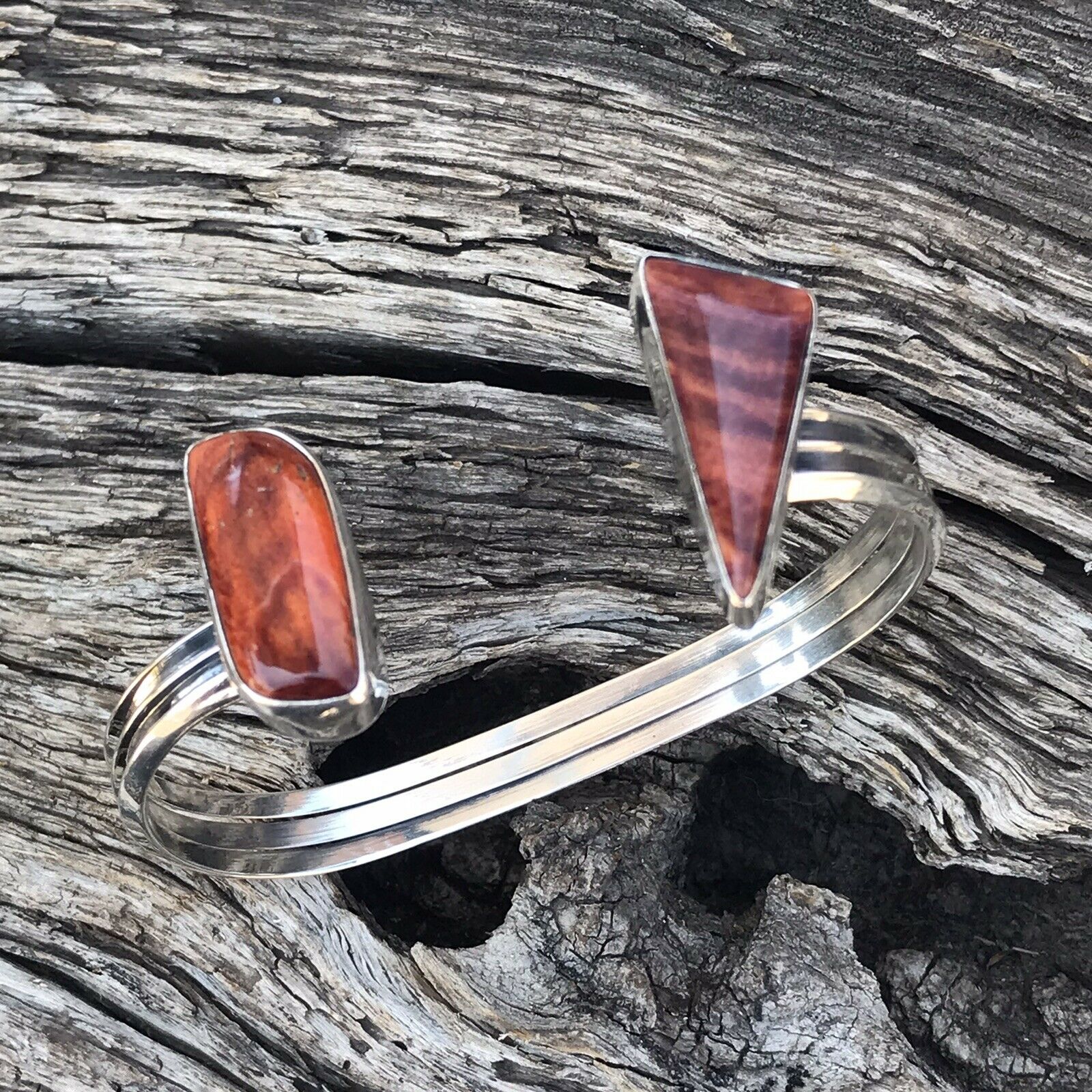 Navajo Spiny Oyster & Sterling Silver Bracelet Cuff Signed